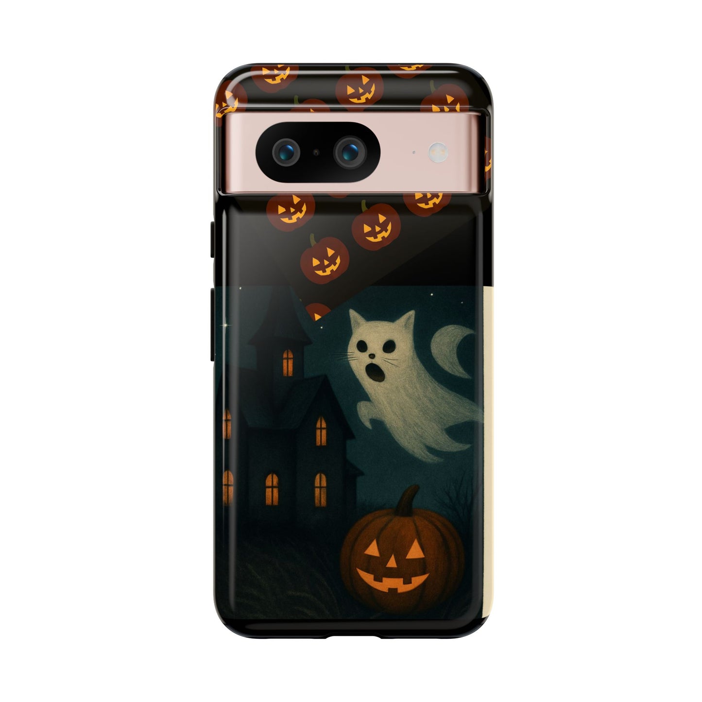 Phone Case, Halloween Haunted House Cat Ghost iPhone 16, 15, 14, Pixel 8, 6 Samsung Galaxy 25, 24, 23