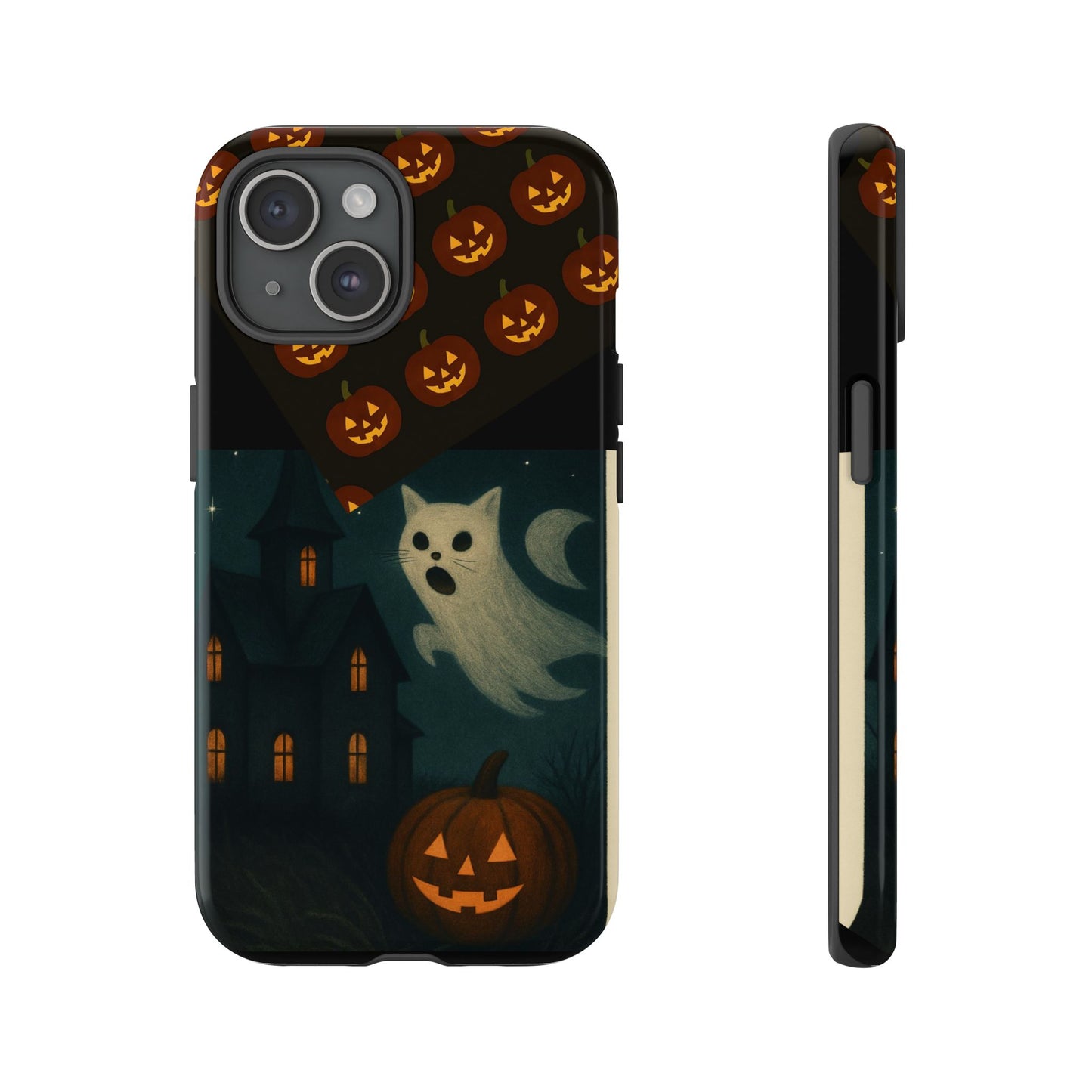 Phone Case, Halloween Haunted House Cat Ghost iPhone 16, 15, 14, Pixel 8, 6 Samsung Galaxy 25, 24, 23