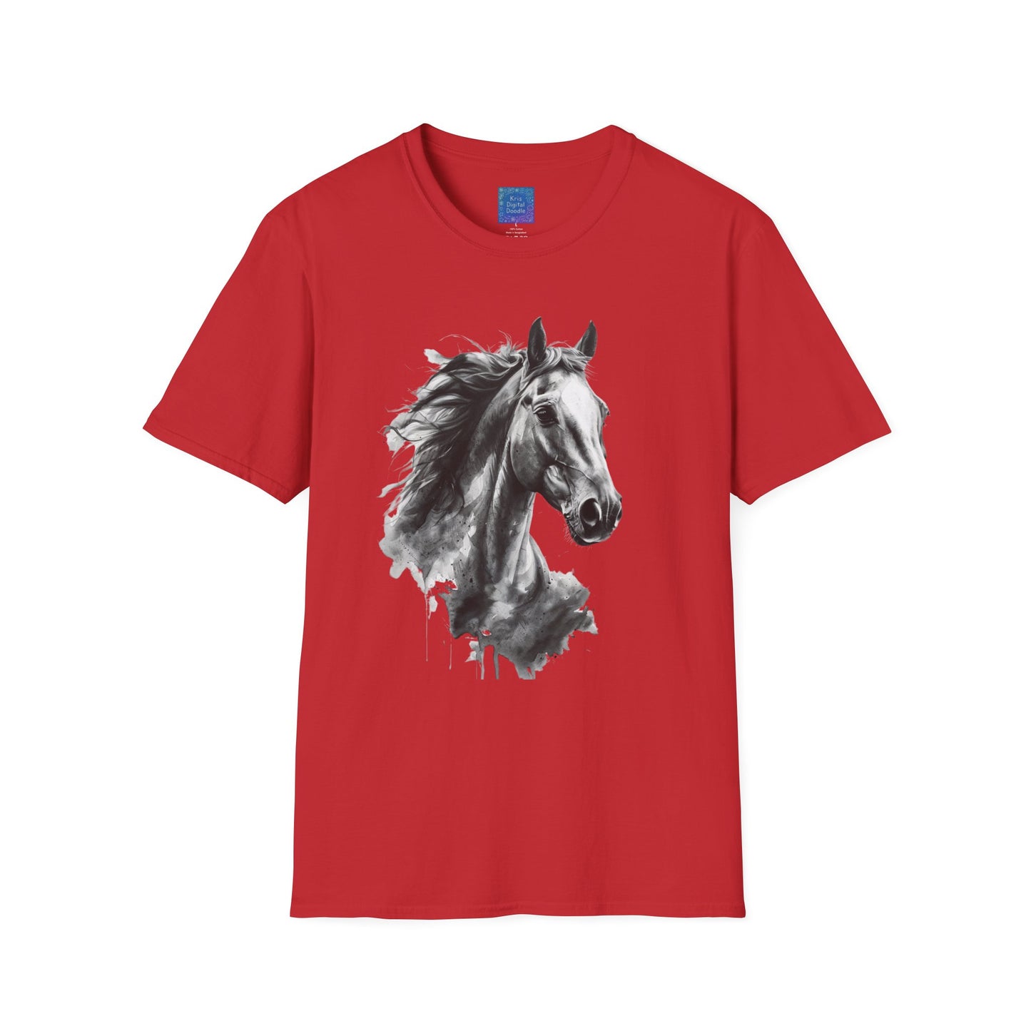 Black and White Horse Graphic T-Shirt Artistic Equestrian Tee