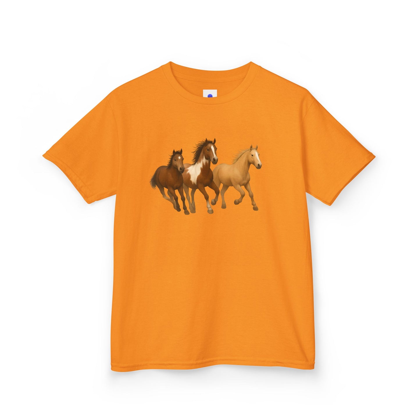 Kids Three Horse T shirt, Western, country, cute, Heavy Tee, fall, gallop, freedom