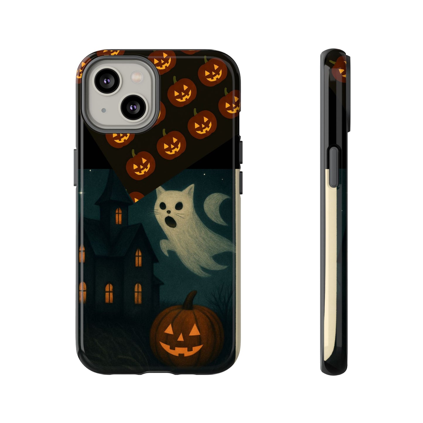Phone Case, Halloween Haunted House Cat Ghost iPhone 16, 15, 14, Pixel 8, 6 Samsung Galaxy 25, 24, 23