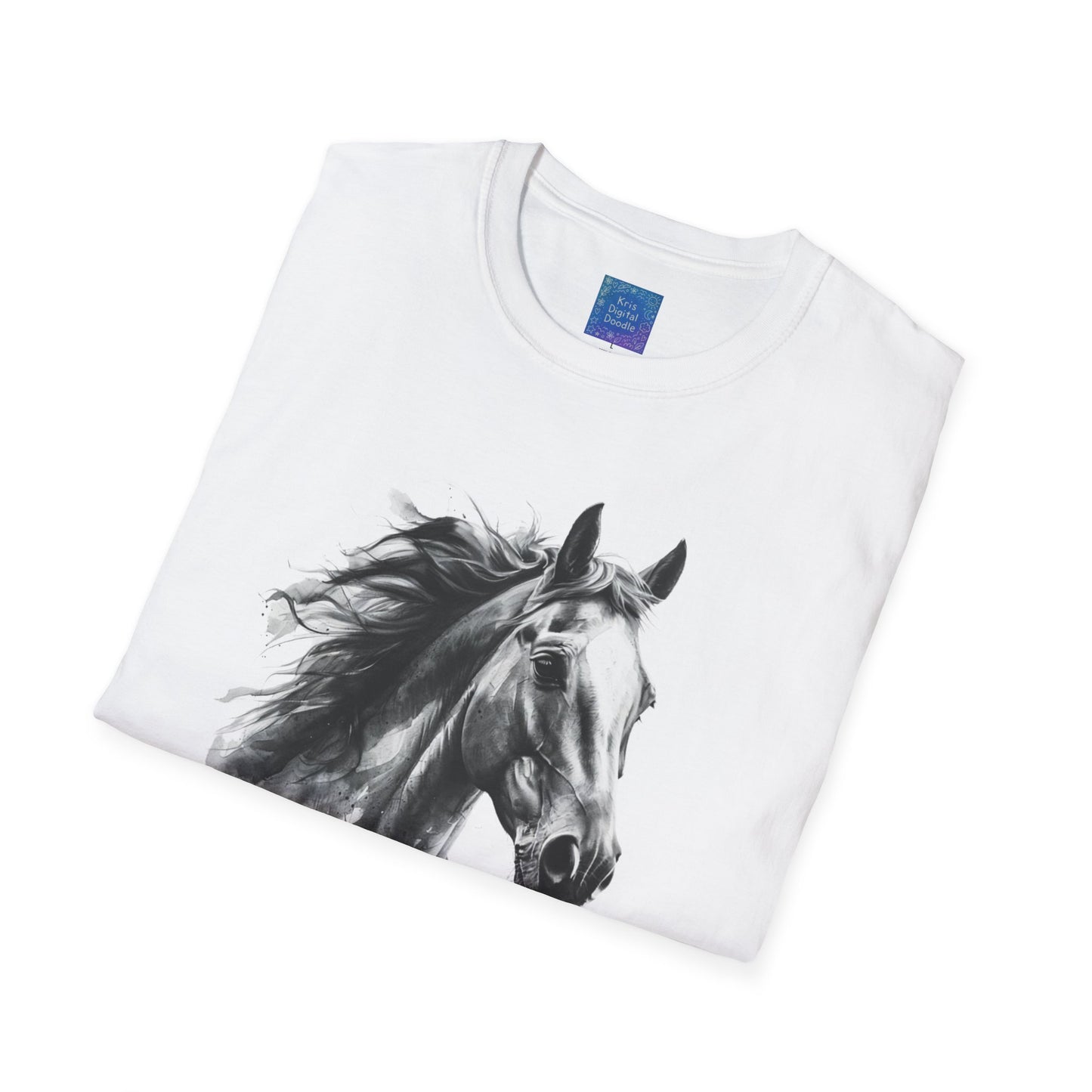 Black and White Horse Graphic T-Shirt Artistic Equestrian Tee
