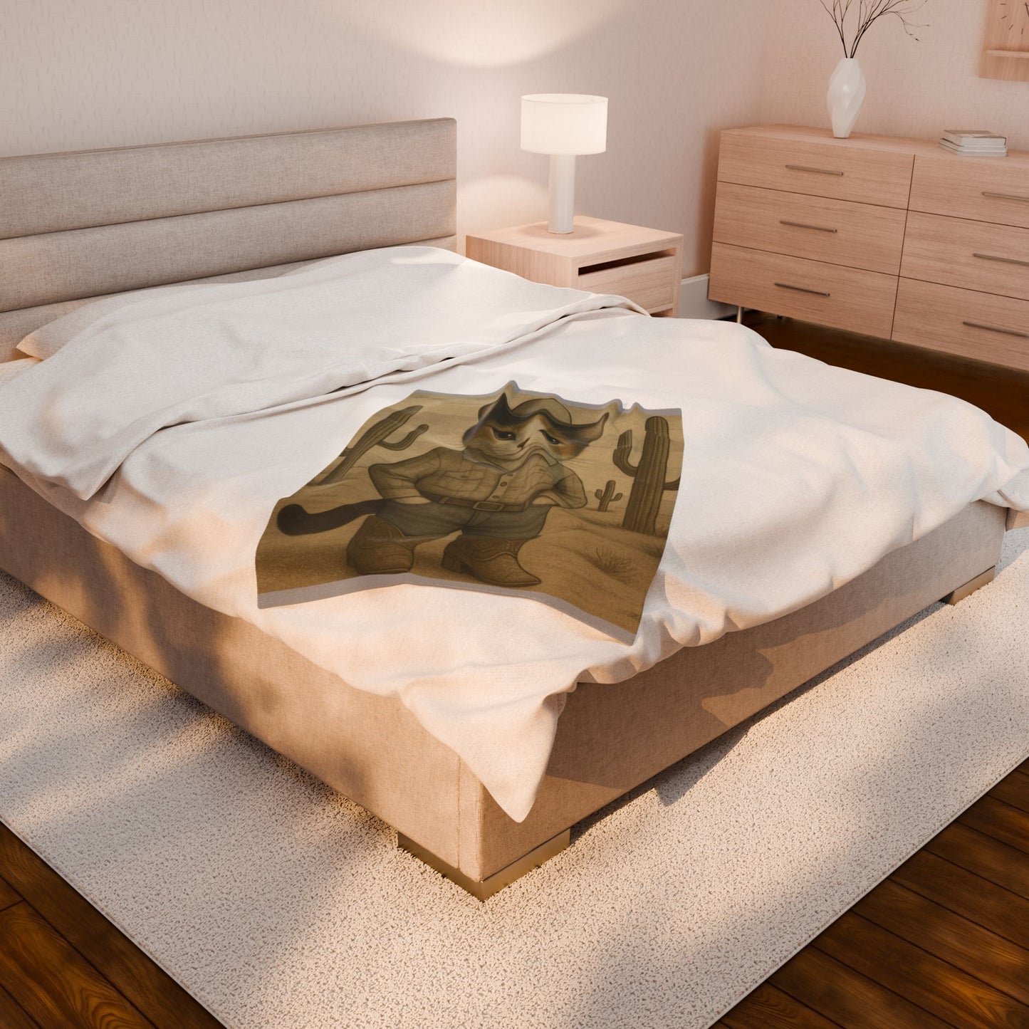 Western Cowboy Cat Blanket, Rustic Country Desert Cat Lover Gift
