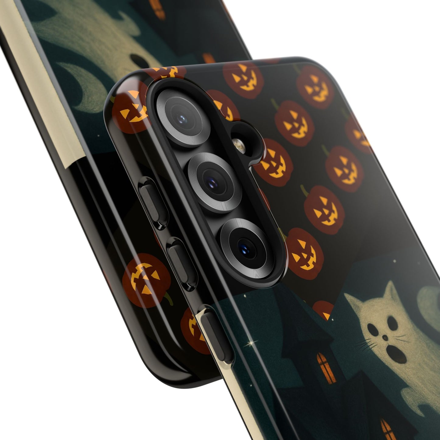 Phone Case, Halloween Haunted House Cat Ghost iPhone 16, 15, 14, Pixel 8, 6 Samsung Galaxy 25, 24, 23