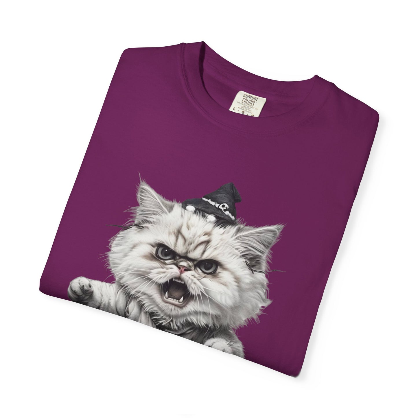 Angry Halloween Cat T Shirt Funny Spooky Kitten Tee Gothic Trick or Treat Shirt Unisex Garment Dyed T shirt