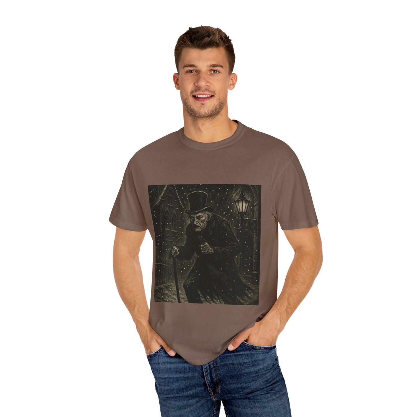 Gothic Scrooge T Shirt Dark Christmas Carol Shirt Vintage Haunted Dickens Tee Unisex Garment Dyed T shirt
