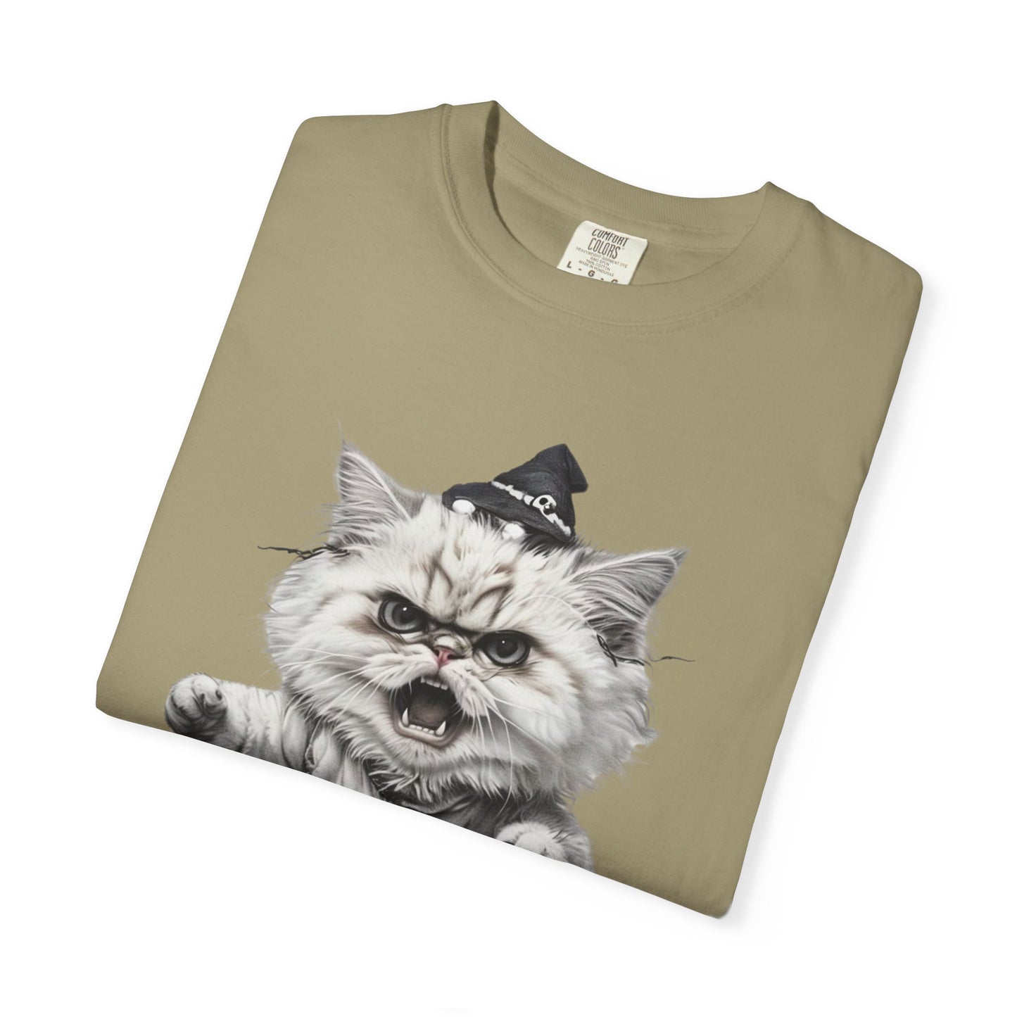 Angry Halloween Cat T Shirt Funny Spooky Kitten Tee Gothic Trick or Treat Shirt Unisex Garment Dyed T shirt