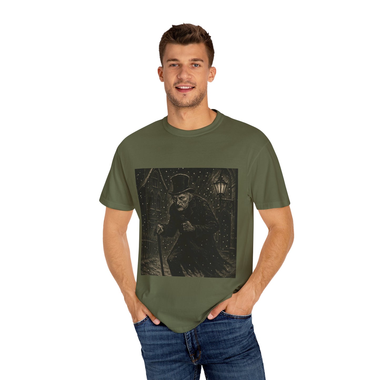 Gothic Scrooge T Shirt Dark Christmas Carol Shirt Vintage Haunted Dickens Tee Unisex Garment Dyed T shirt