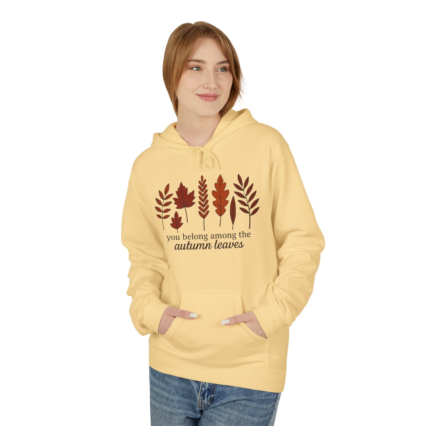 You Belong Autumn Leaves Hoodie, Fall Sweatshirt, Cozy Pullover, Unisex Fleece Jacket, Leaf Print Hoodie