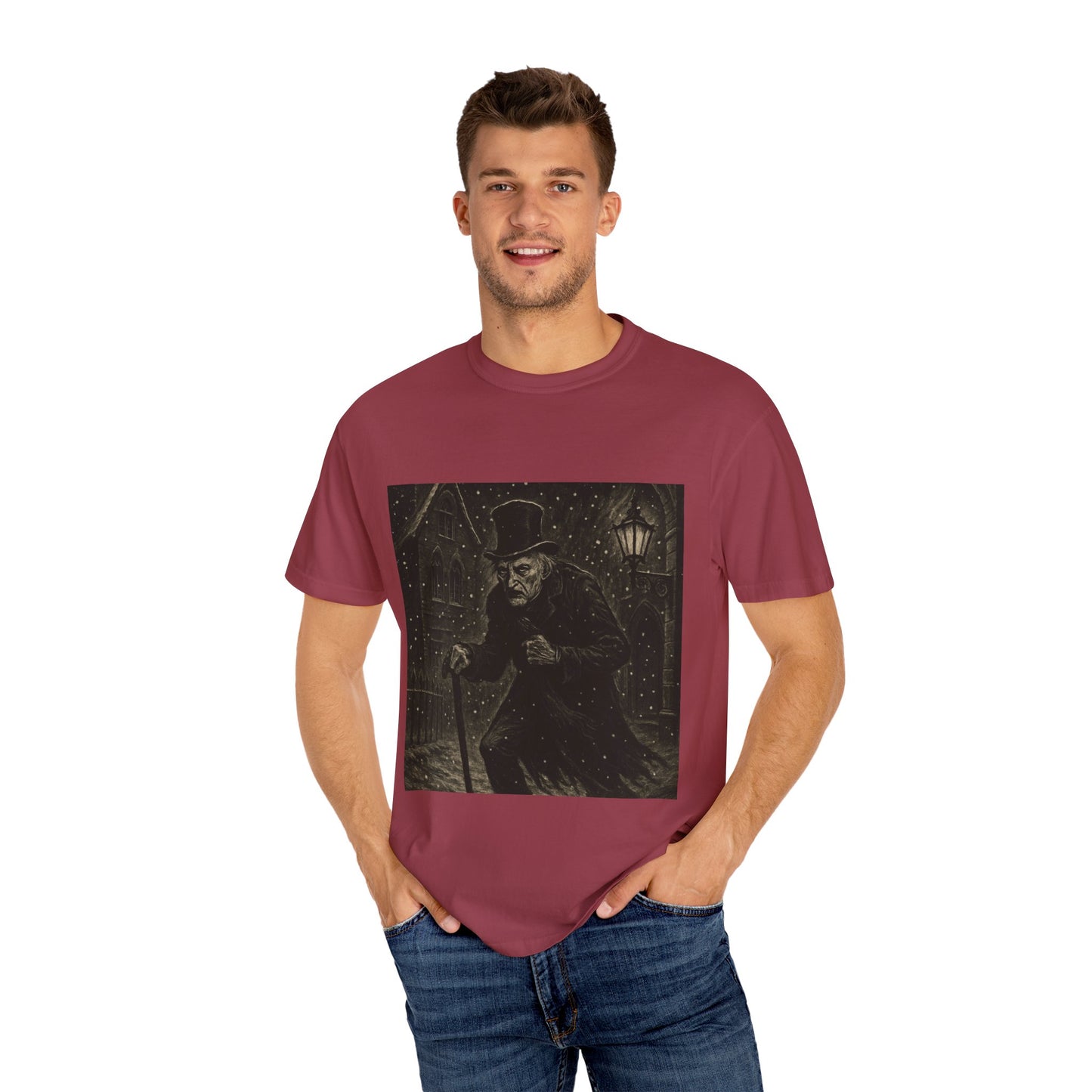 Gothic Scrooge T Shirt Dark Christmas Carol Shirt Vintage Haunted Dickens Tee Unisex Garment Dyed T shirt