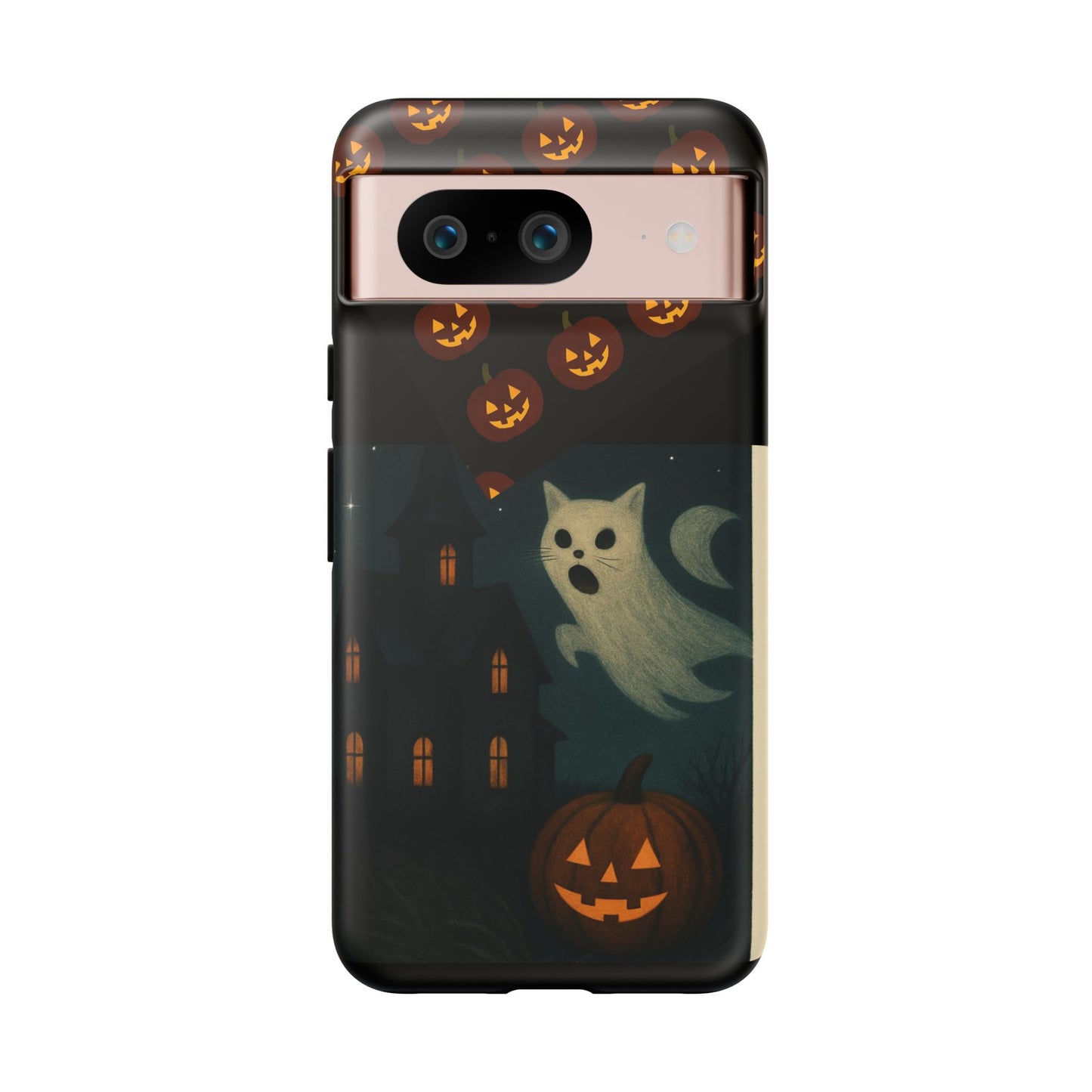 Phone Case, Halloween Haunted House Cat Ghost iPhone 16, 15, 14, Pixel 8, 6 Samsung Galaxy 25, 24, 23