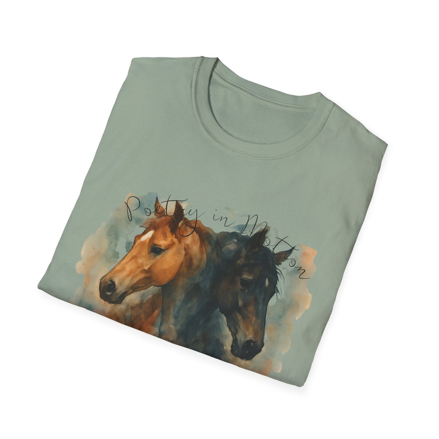 Poetry in Motion Horse T-Shirt Watercolor Horse Lover Shirt Artistic Equestrian Tee Gift for Women Unisex Soft style T-Shirt