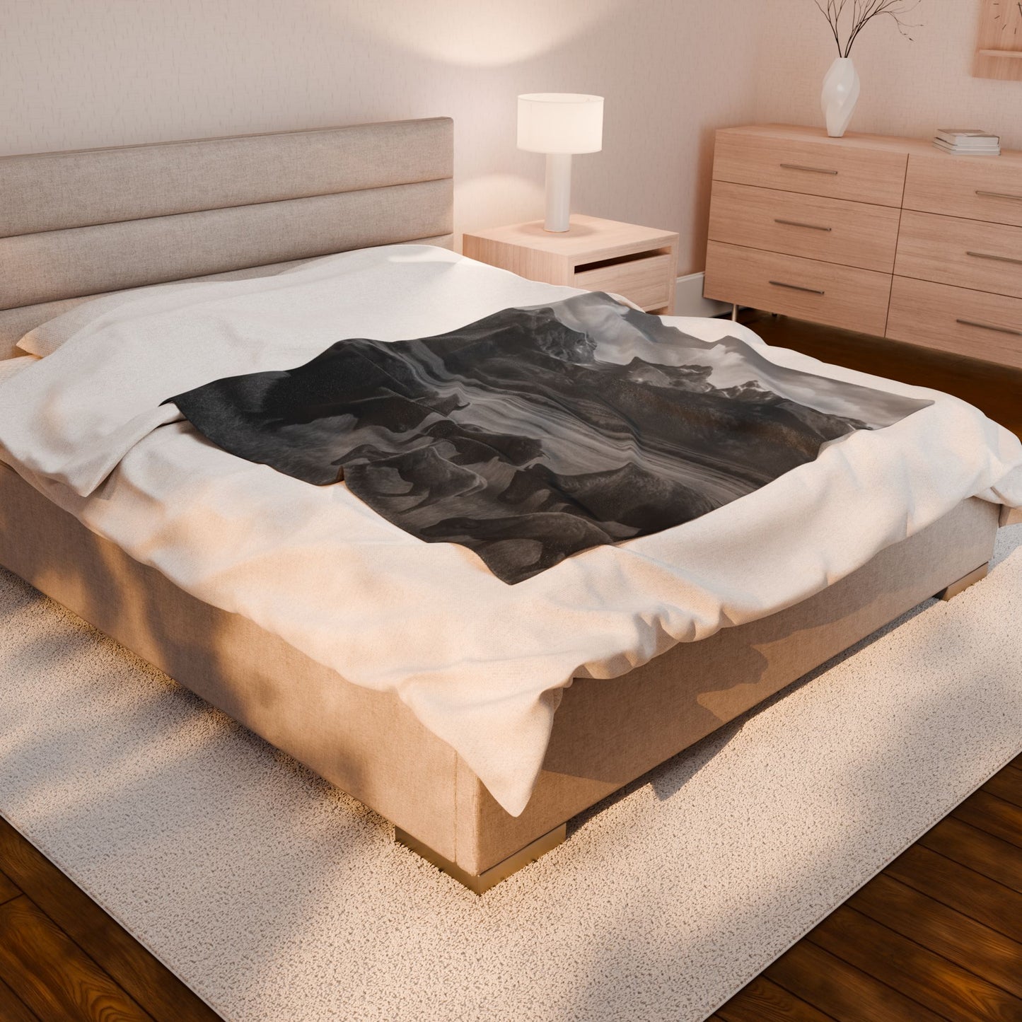 Rustic Bison Mountain Blanket Western Wildlife Lodge Cabin Decor, Cozy Buffalo Herd Bed Throw, Nature Inspired Rustic Bedding