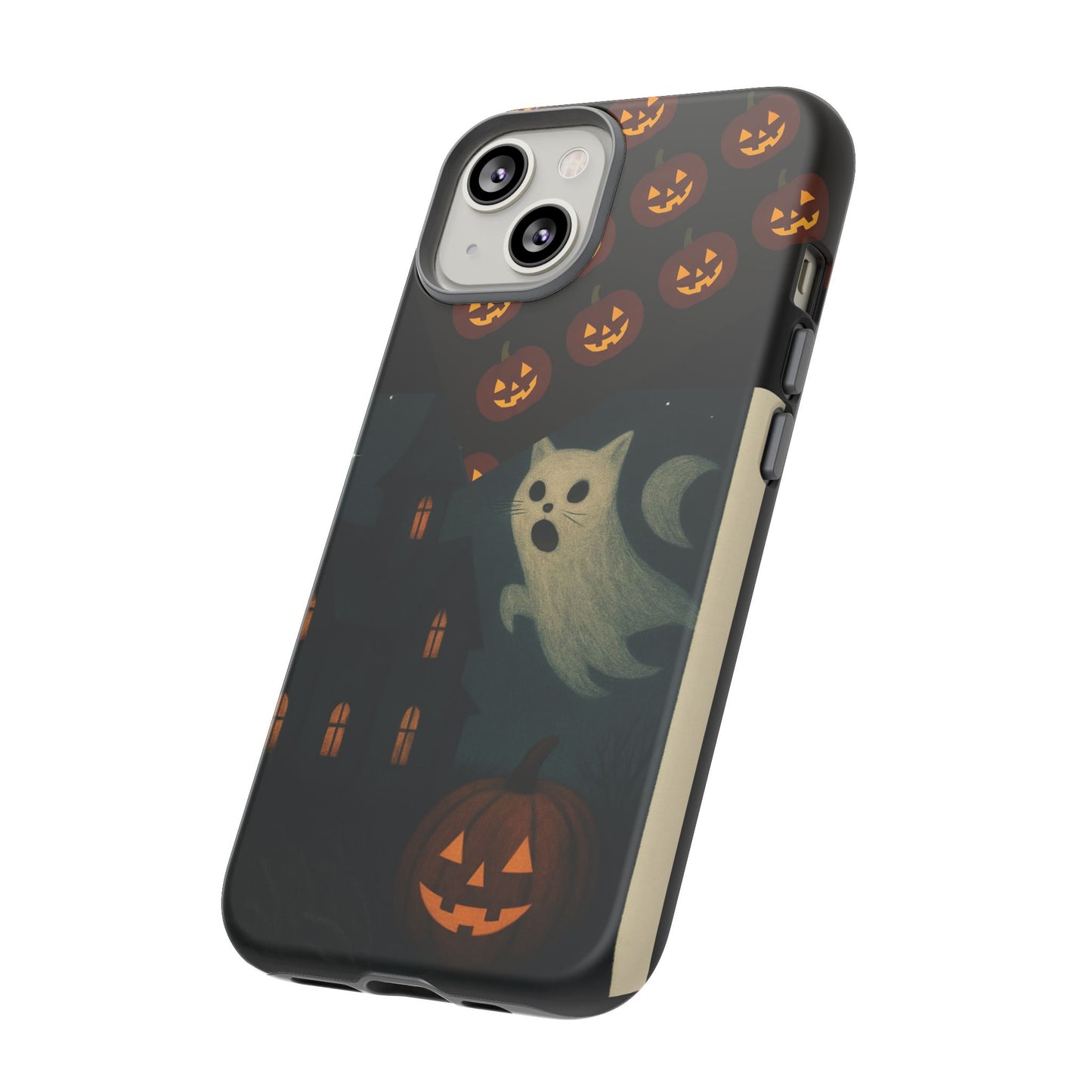 Phone Case, Halloween Haunted House Cat Ghost iPhone 16, 15, 14, Pixel 8, 6 Samsung Galaxy 25, 24, 23