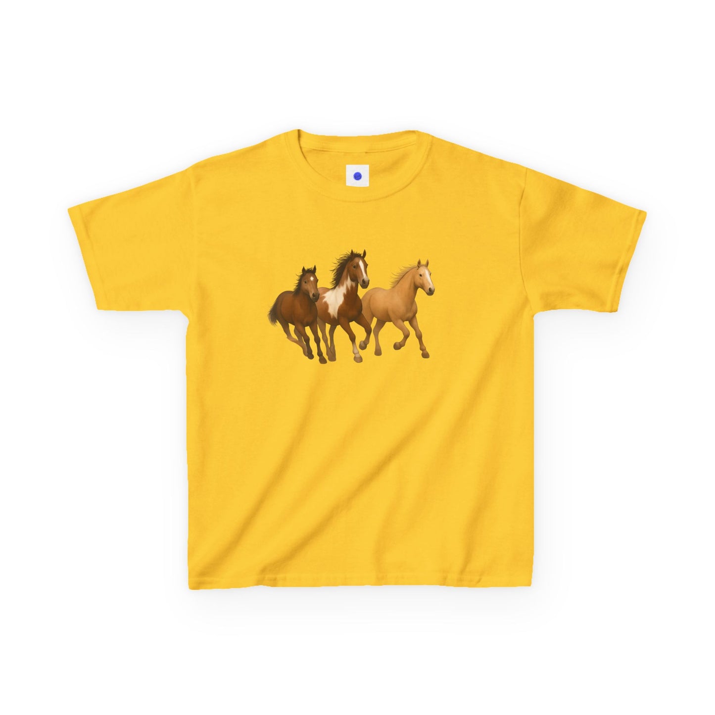 Kids Three Horse T shirt, Western, country, cute, Heavy Tee, fall, gallop, freedom