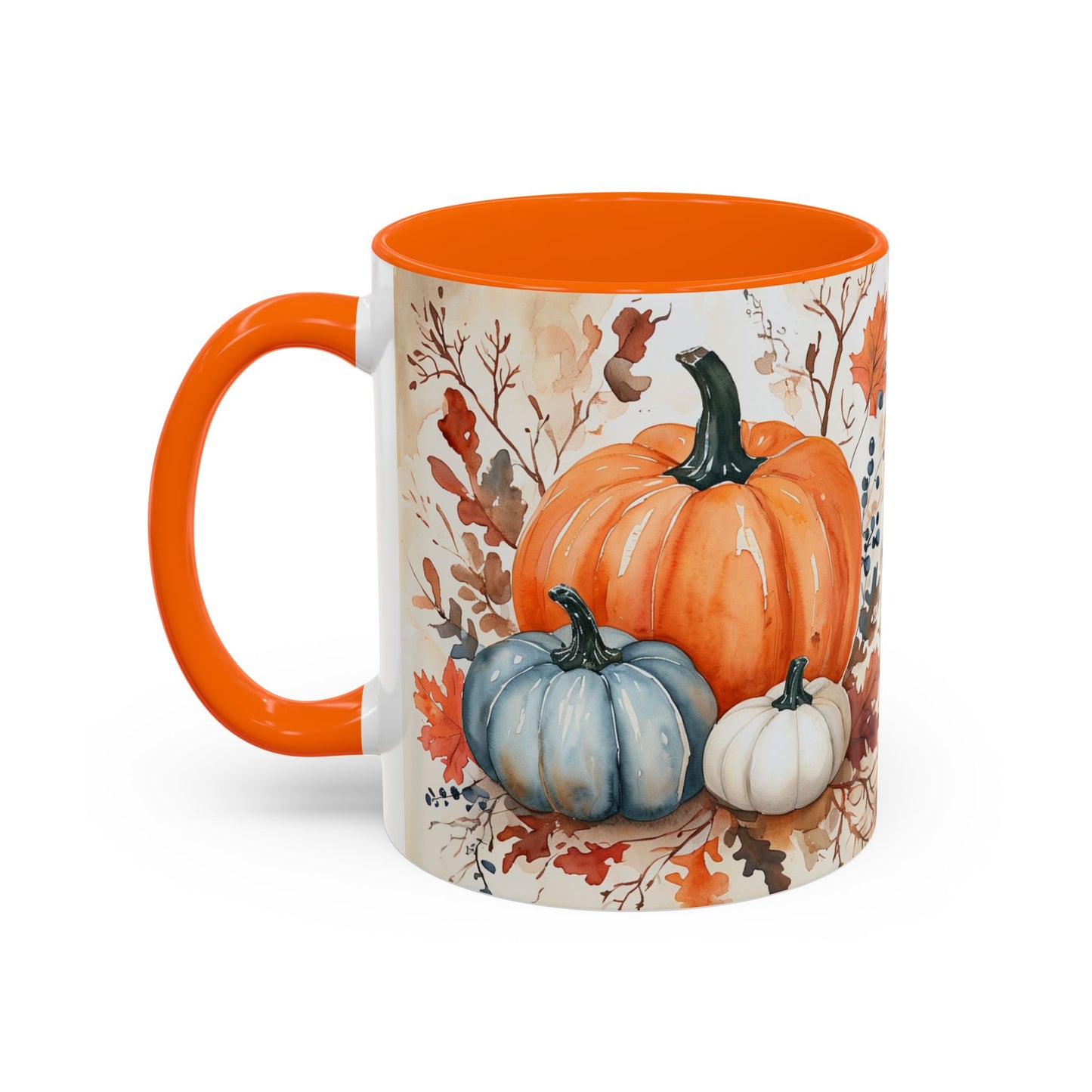 Pumpkin Fall Mug, Autumn Harvest Coffee Cup with Rustic Pumpkin Design