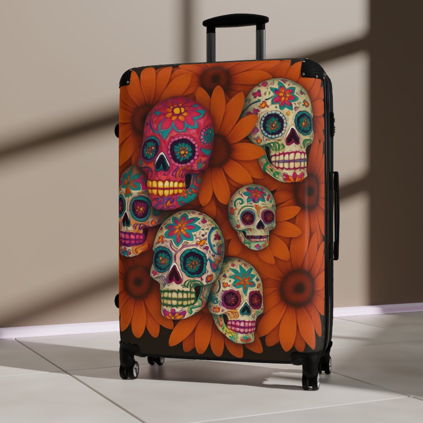 Sugar Skull Floral Luggage Day of the Dead Suitcase for Bold Travel Style Suitcase (Travel Tag sold Separately)