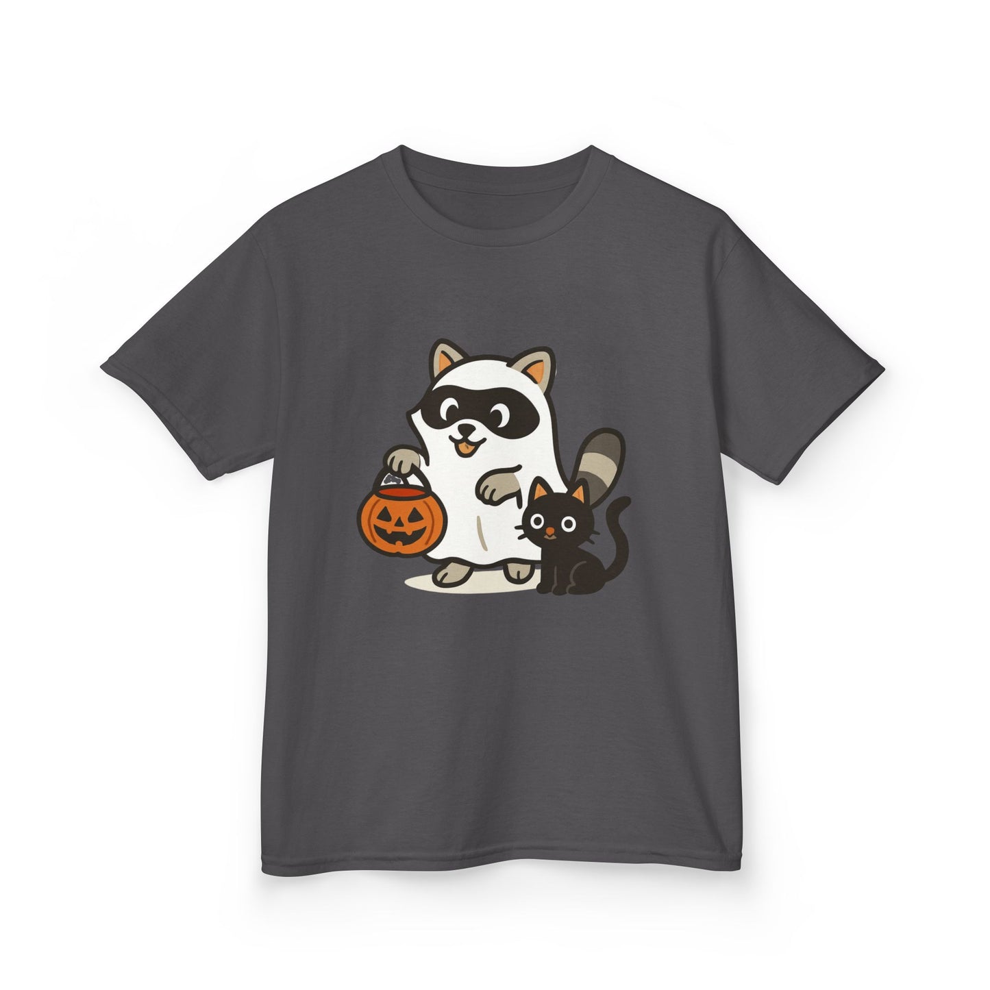 Cute Raccoon Cat Halloween Shirt Funny Trick or Treat Tee for Kids & Adults Kids Heavy Cotton⢠Tee