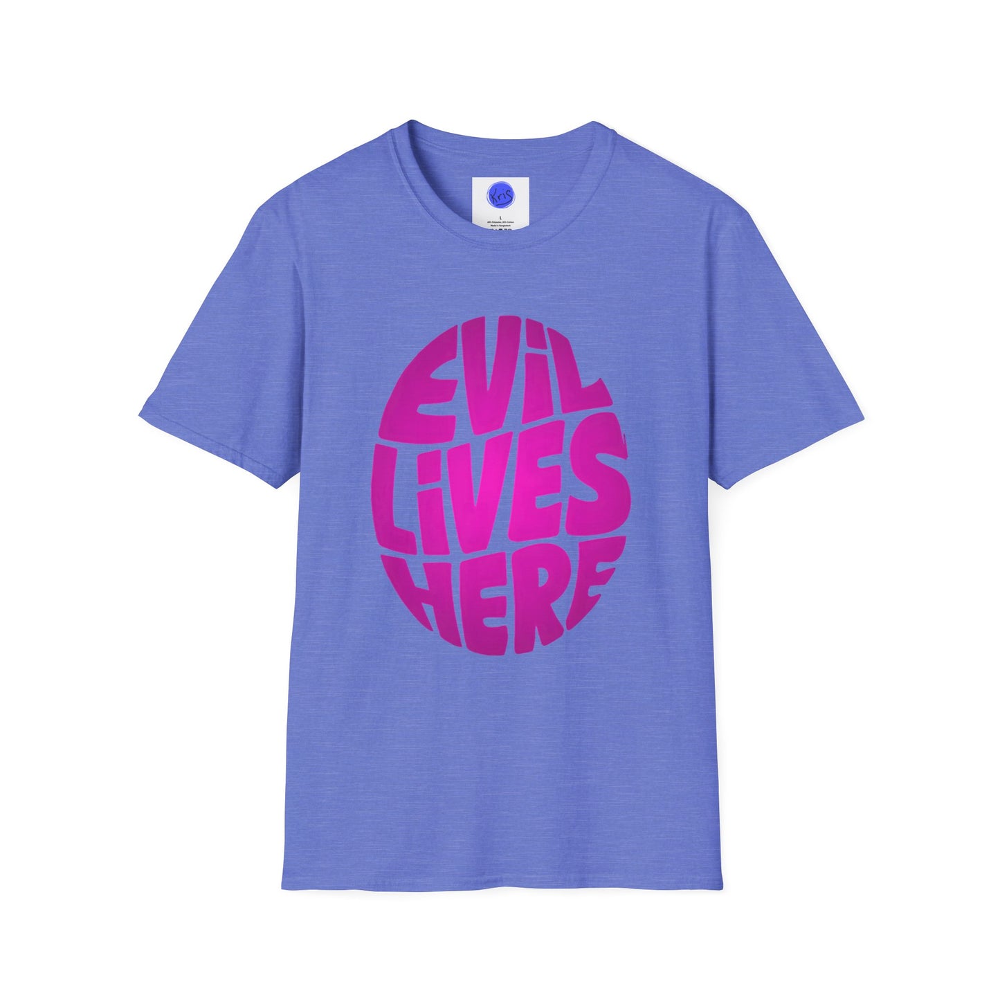 Evil Lives Here Halloween T-shirt, Spooky Retro Style, Mens