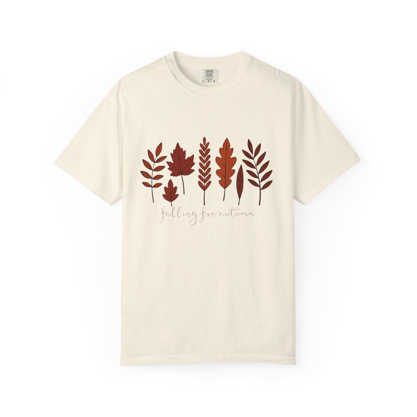 Falling for Autumn Shirt Cozy Fall Leaves Graphic Tee for Seasonal Outfits Unisex Garment Dyed T shirt