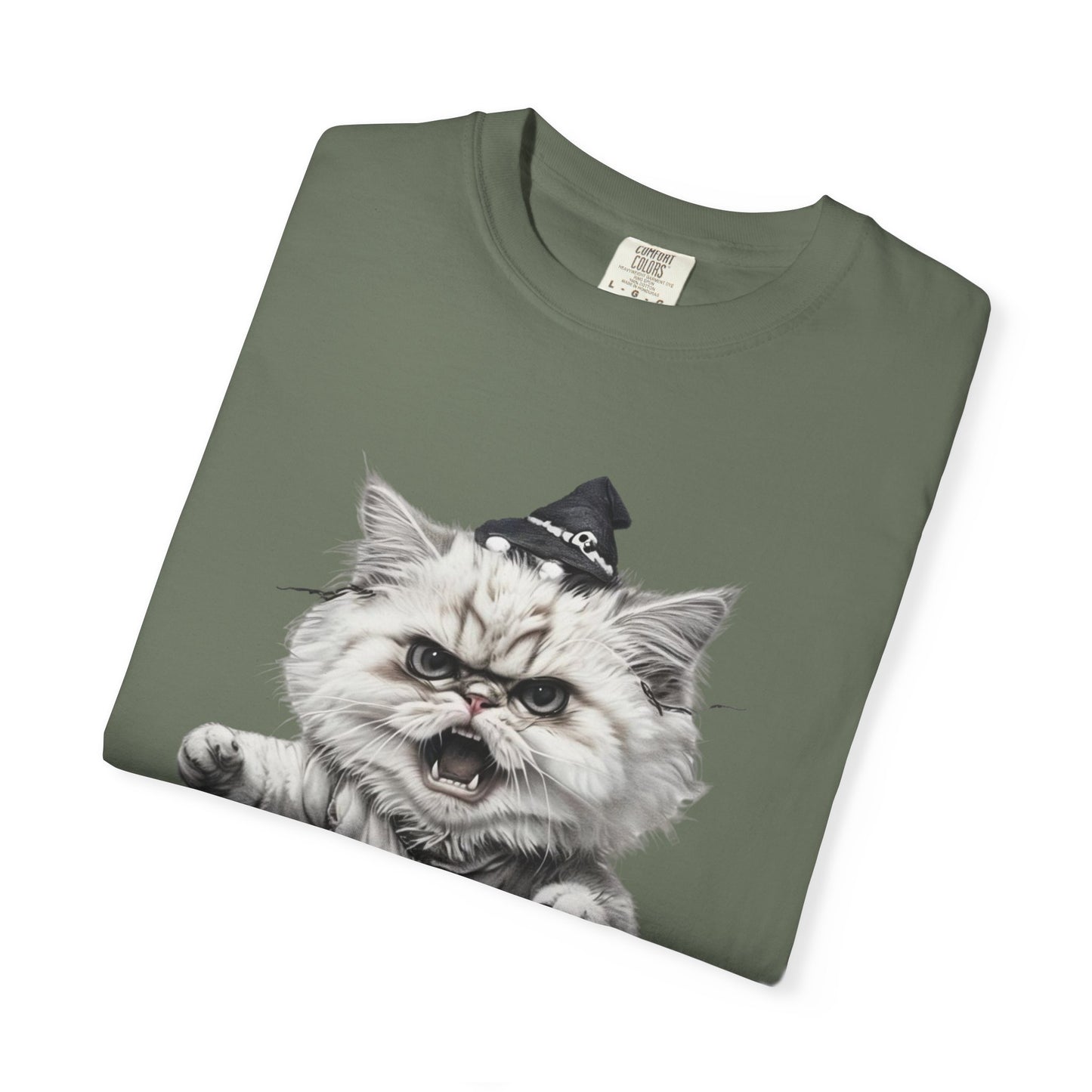 Angry Halloween Cat T Shirt Funny Spooky Kitten Tee Gothic Trick or Treat Shirt Unisex Garment Dyed T shirt