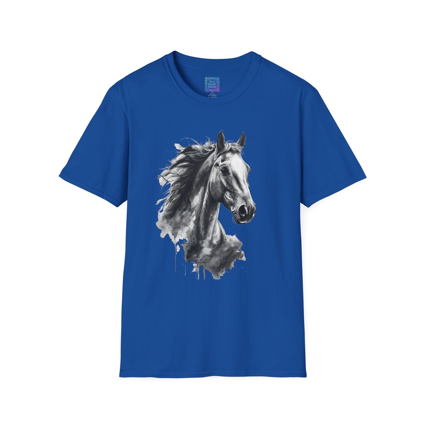 Black and White Horse Graphic T-Shirt Artistic Equestrian Tee