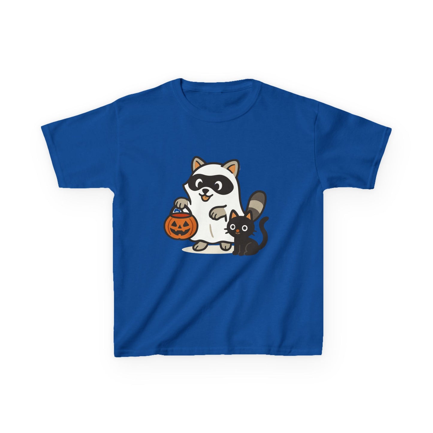 Cute Raccoon Cat Halloween Shirt Funny Trick or Treat Tee for Kids & Adults Kids Heavy Cotton⢠Tee