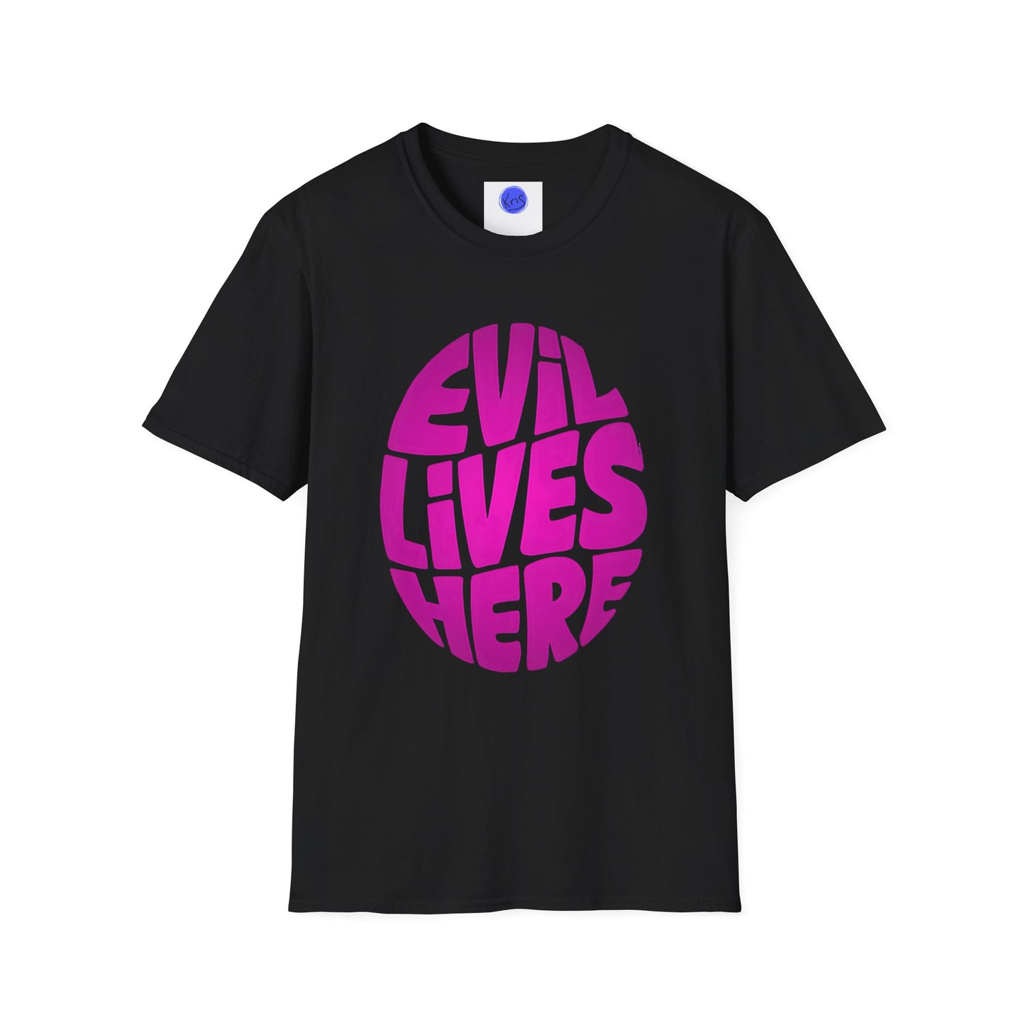Evil Lives Here Halloween T-shirt, Spooky Retro Style, Mens