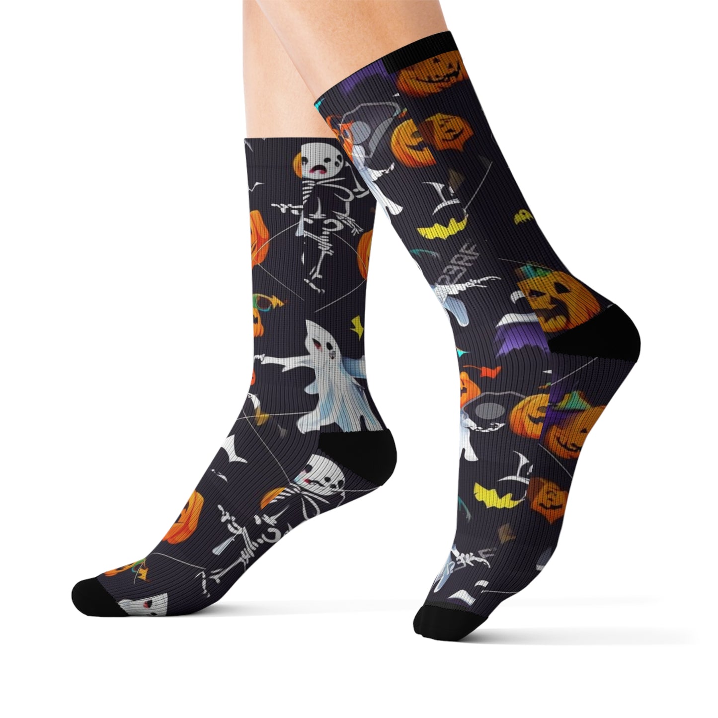 Halloween Ghost & Pumpkin Pattern Sublimation Socks