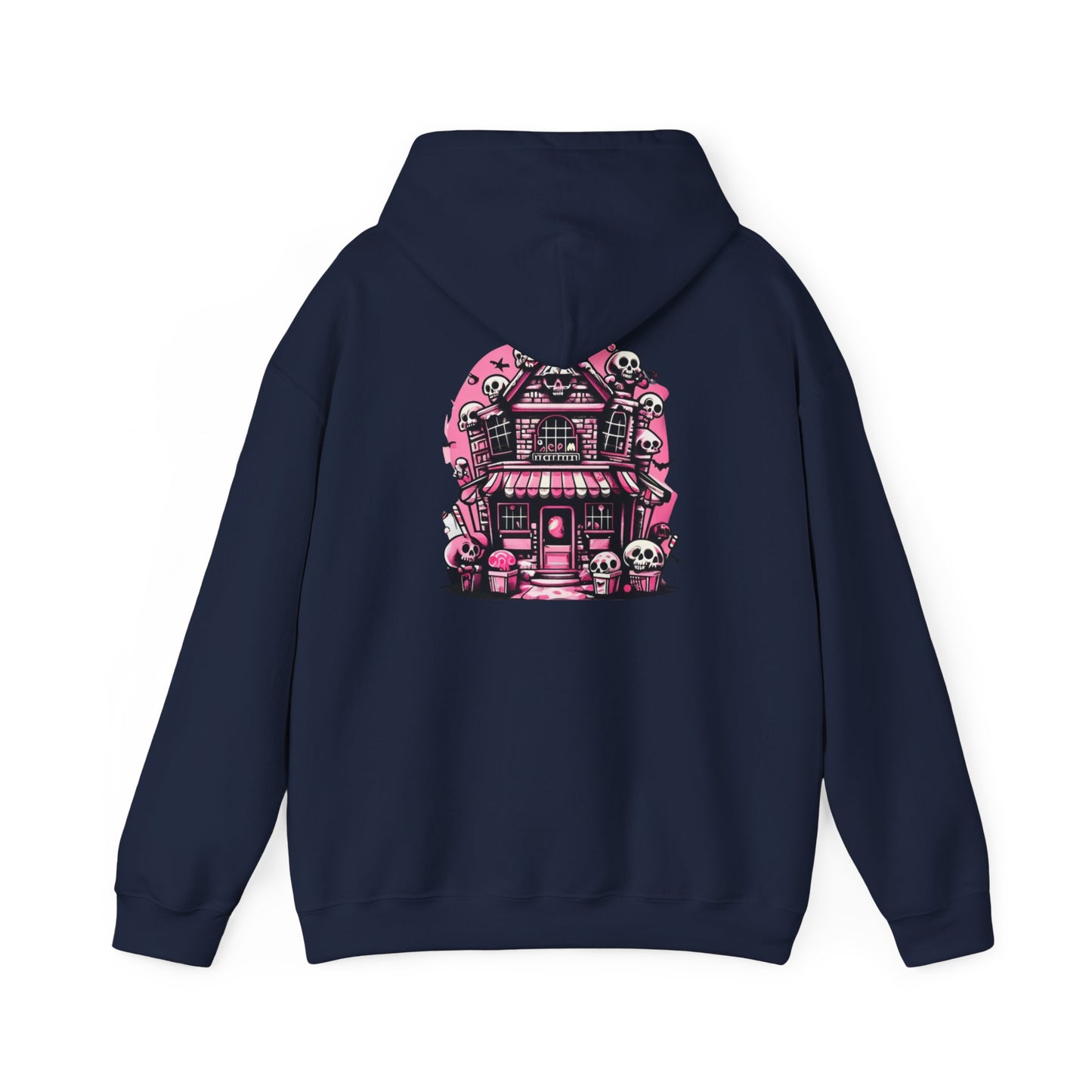 Haunted Candy Shop Hoodie Spooky Halloween Skull House Graphic Sweatshirt Unisex Heavy Blend™ Hooded Sweatshirt