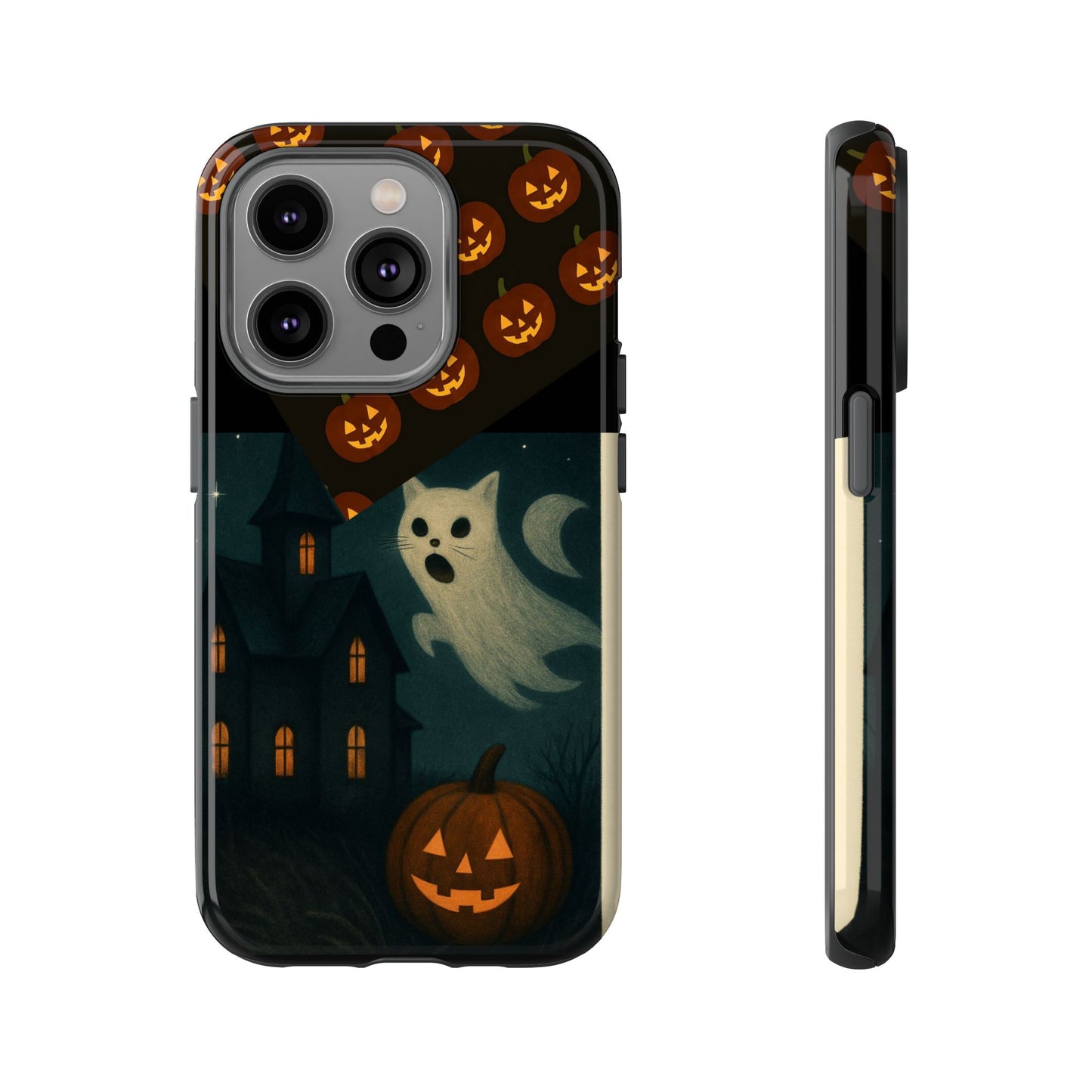 Phone Case, Halloween Haunted House Cat Ghost iPhone 16, 15, 14, Pixel 8, 6 Samsung Galaxy 25, 24, 23