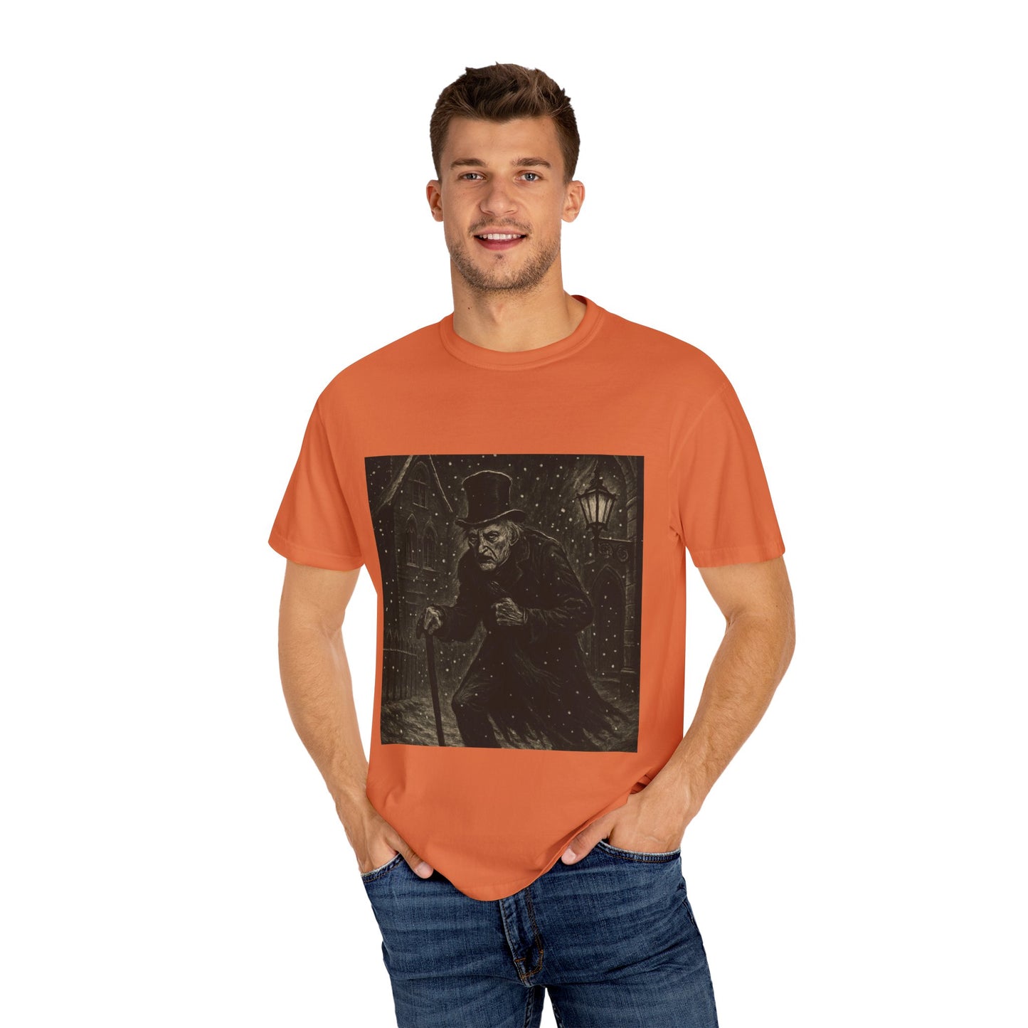 Gothic Scrooge T Shirt Dark Christmas Carol Shirt Vintage Haunted Dickens Tee Unisex Garment Dyed T shirt