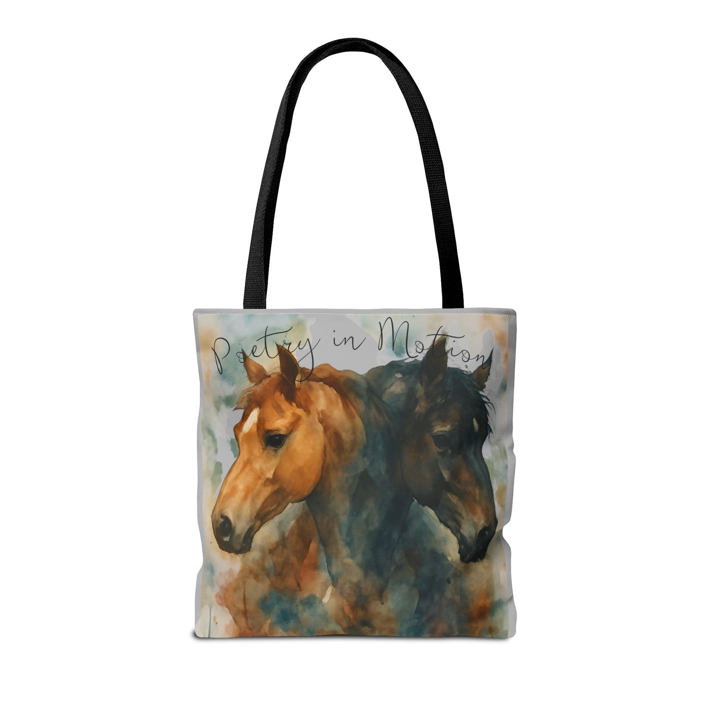 Horse Art Tote Bag, Watercolor Horses, Pretty in Motion
