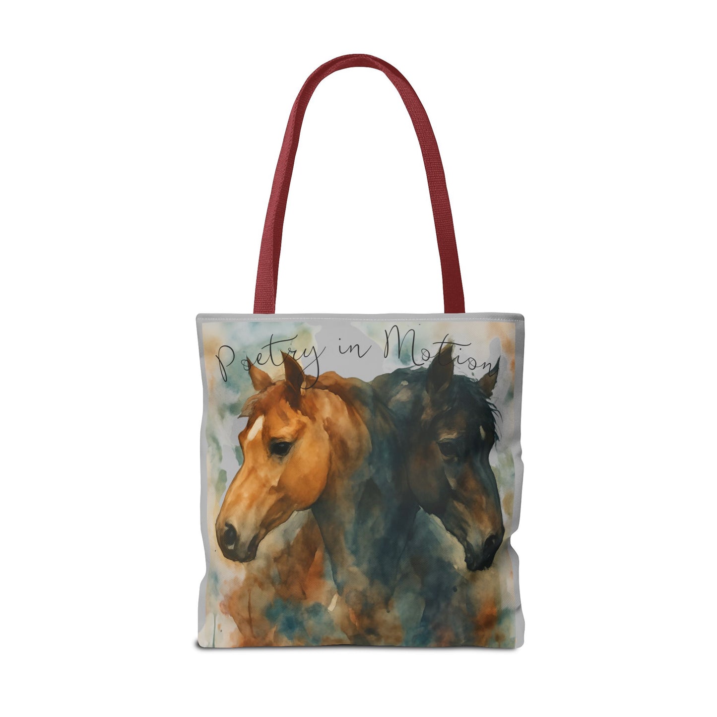 Horse Art Tote Bag, Watercolor Horses, Pretty in Motion