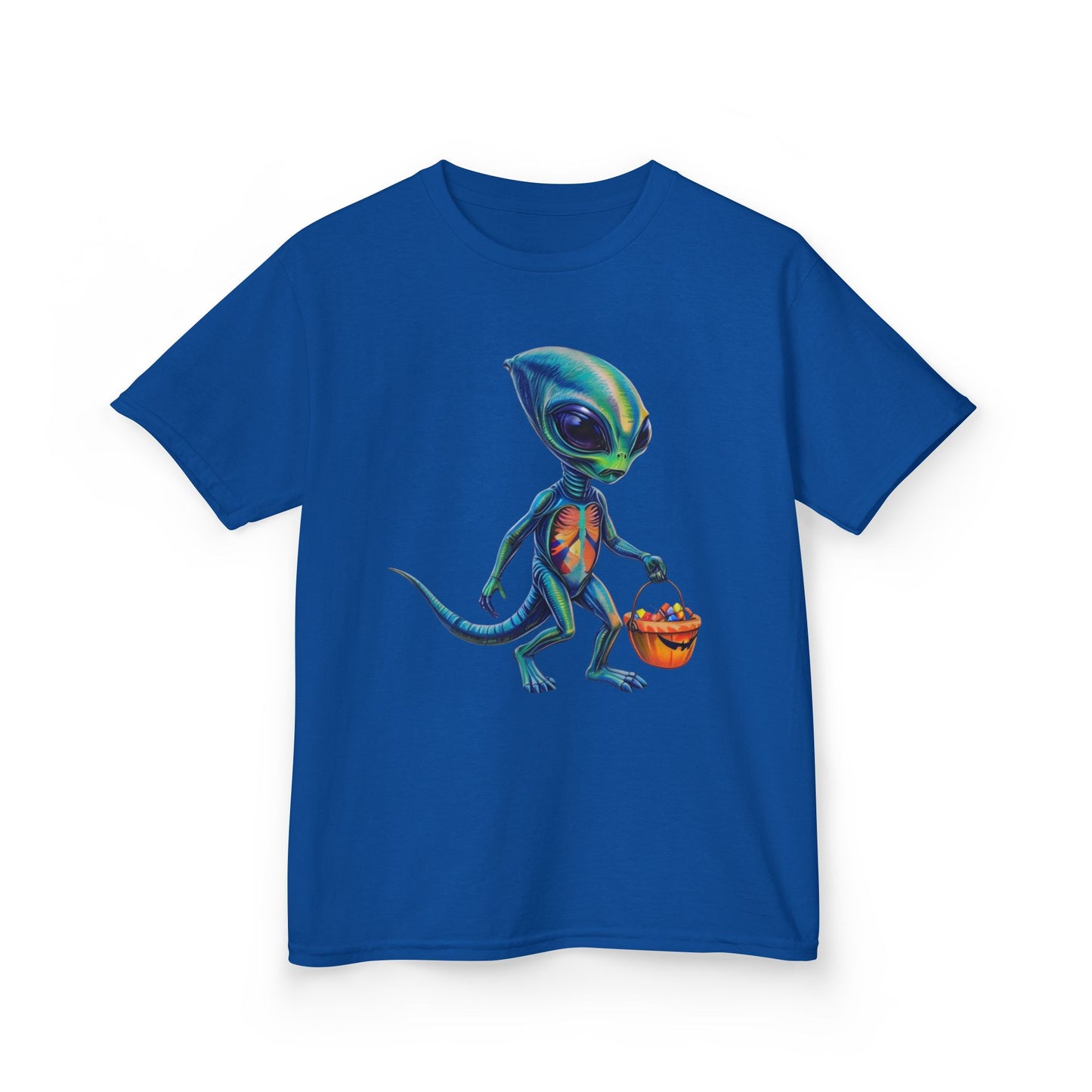 Alien Trick or Treat Halloween Kids T Shirt Cute Sci Fi Costume Tee Kids Heavy Cotton™ Tee