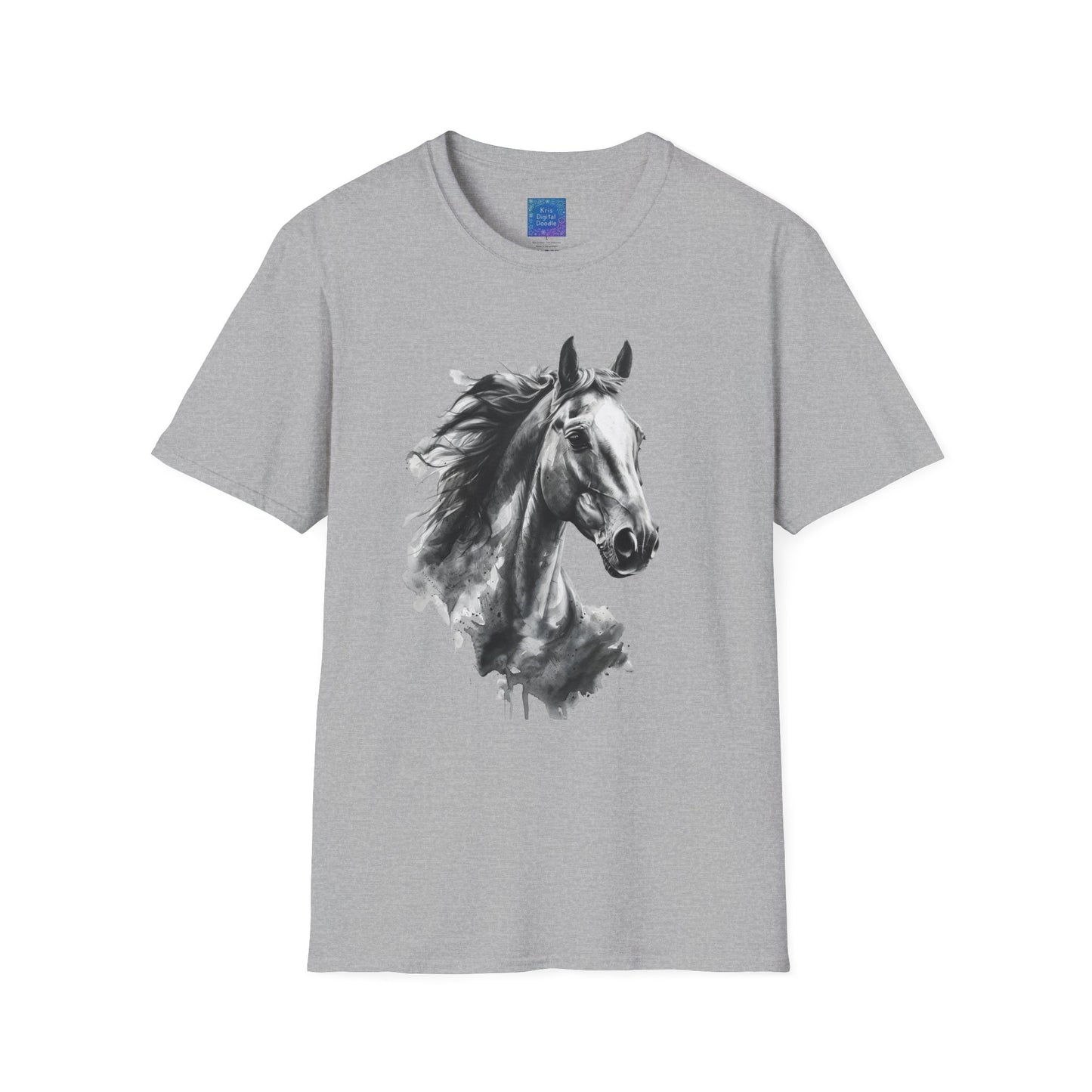 Black and White Horse Graphic T-Shirt Artistic Equestrian Tee