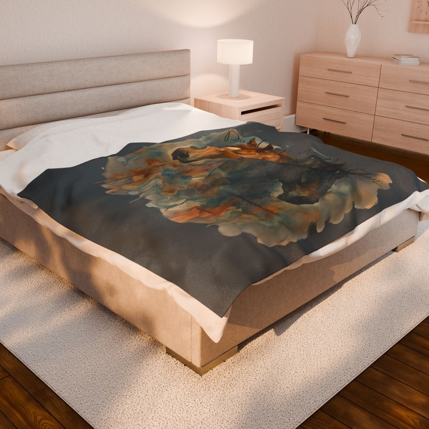 Watercolor Horse Blanket, Cozy Western Ranch Throw with Horse Lovers Art