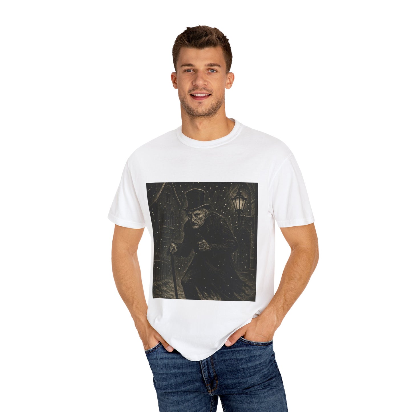Gothic Scrooge T Shirt Dark Christmas Carol Shirt Vintage Haunted Dickens Tee Unisex Garment Dyed T shirt