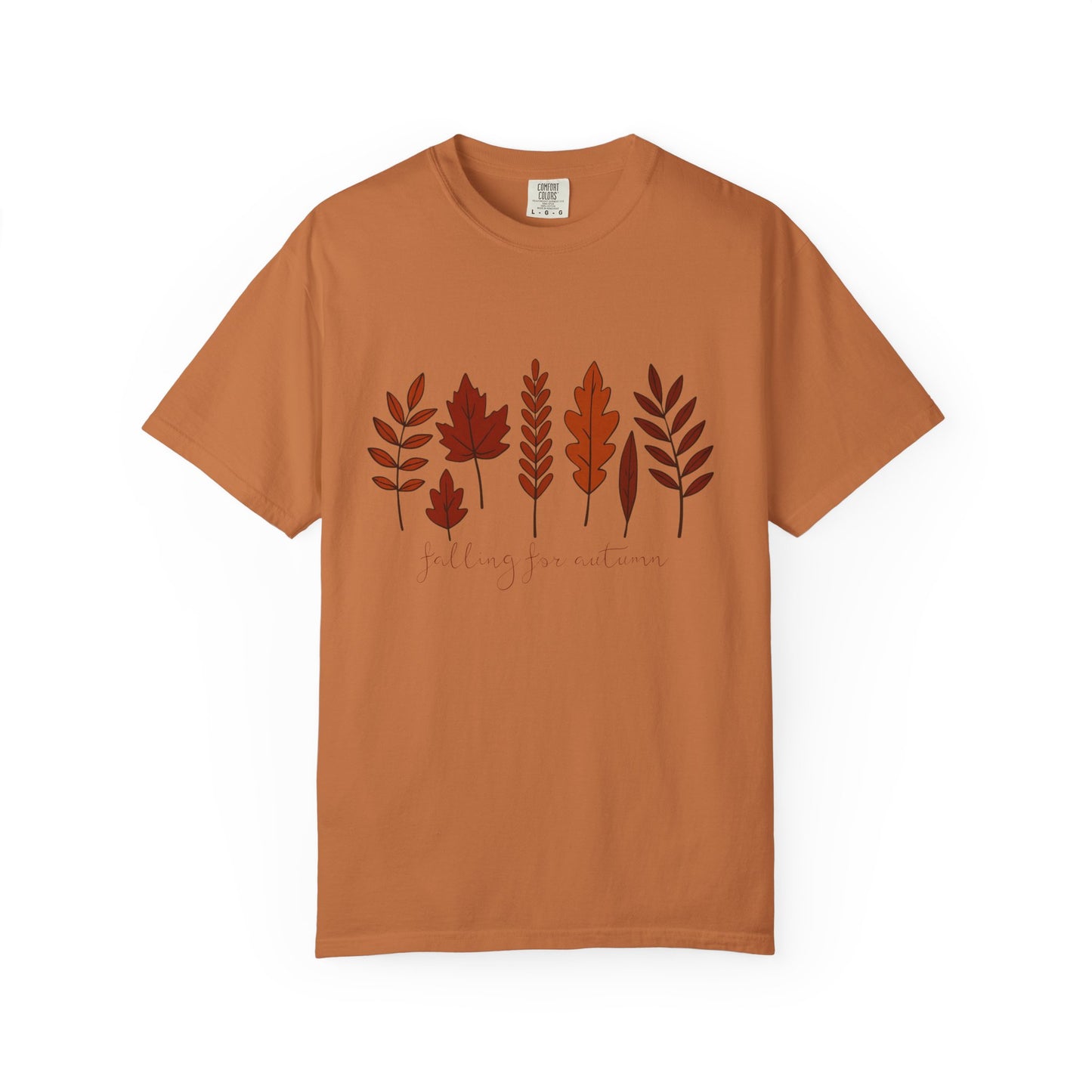 Falling for Autumn Shirt Cozy Fall Leaves Graphic Tee for Seasonal Outfits Unisex Garment Dyed T shirt