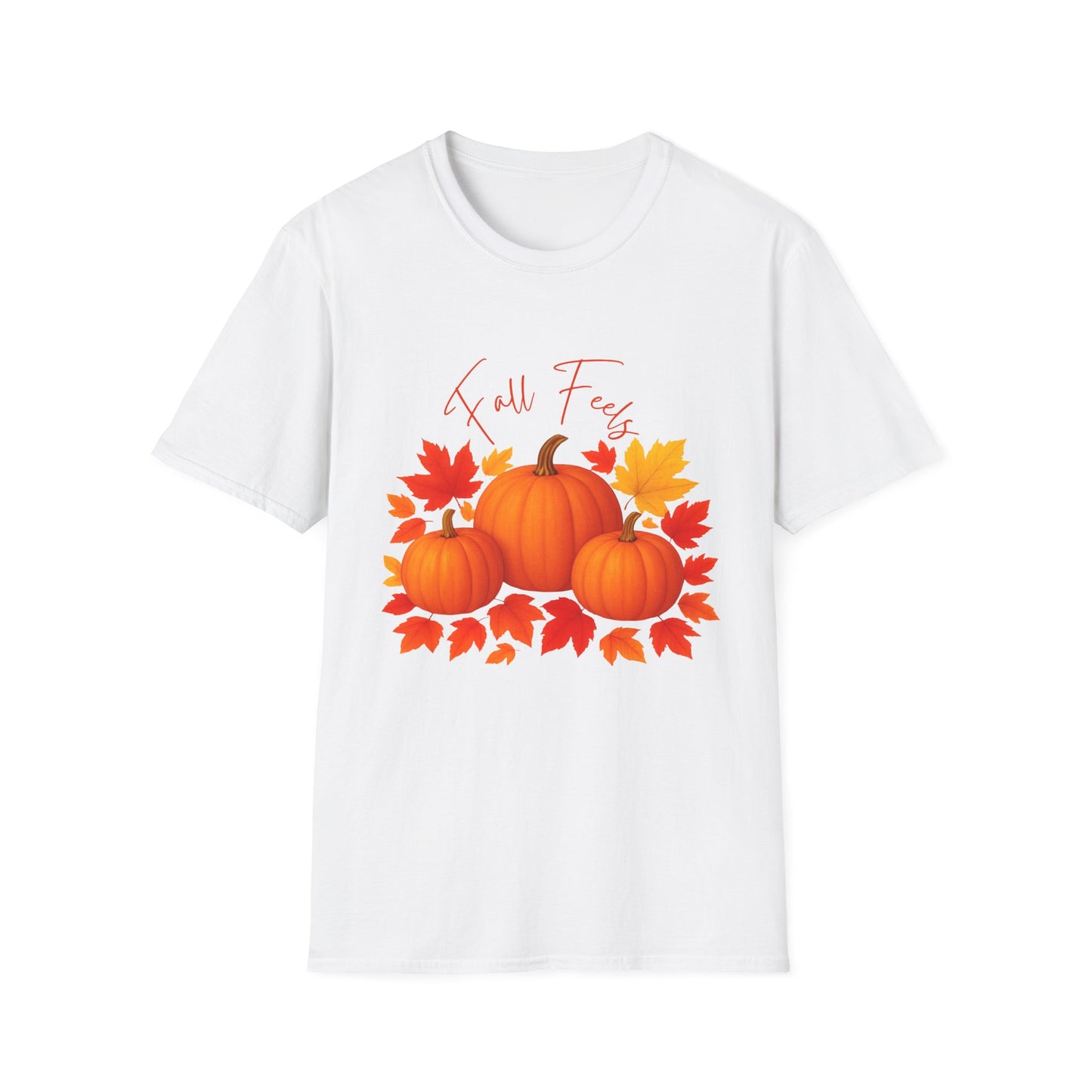 Fall Feels Pumpkin T-Shirt Cozy Autumn Leaves & Seasonal Harvest Tee Unisex Soft style T Shirt