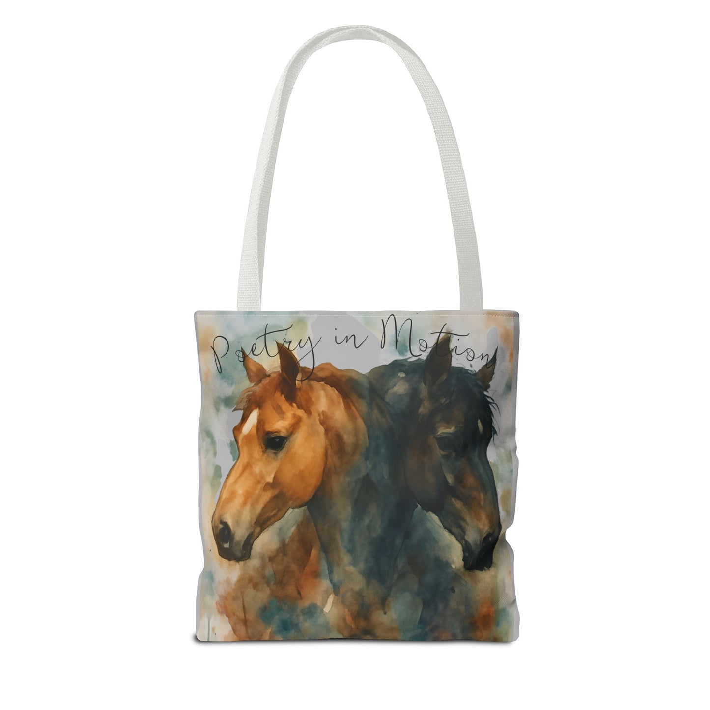 Horse Art Tote Bag, Watercolor Horses, Pretty in Motion