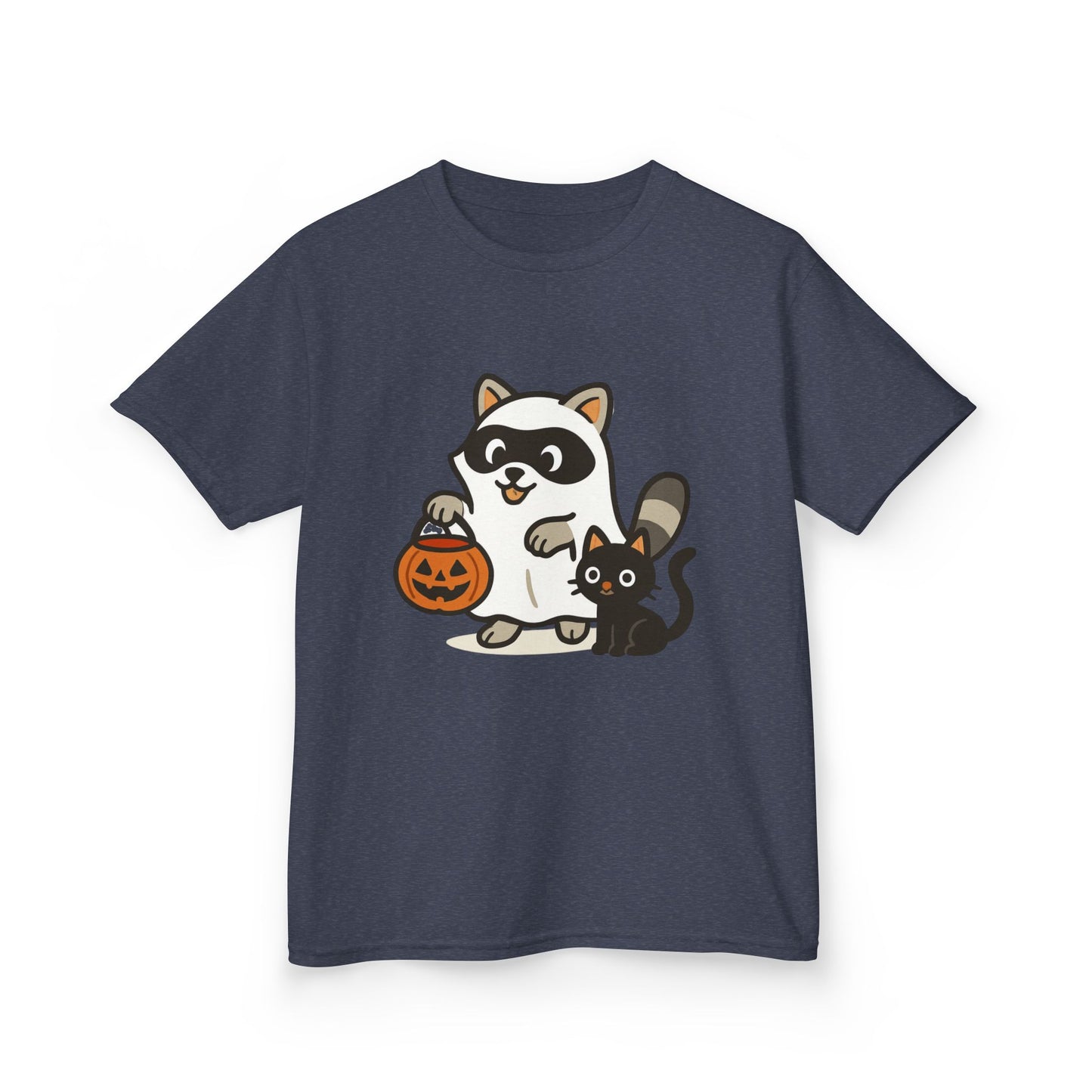 Cute Raccoon Cat Halloween Shirt Funny Trick or Treat Tee for Kids & Adults Kids Heavy Cotton⢠Tee