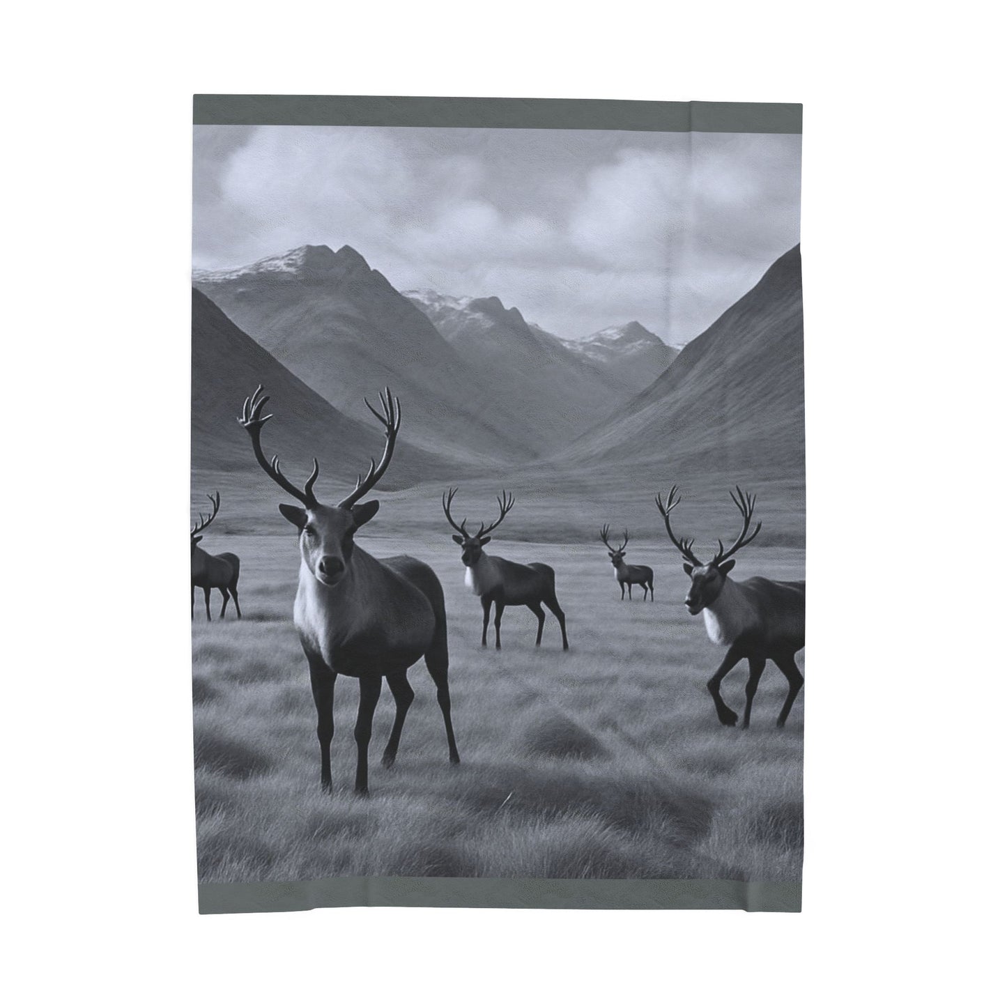 Black and White Deer Mountain Blanket Cozy Wildlife Lodge Cabin Plush Velveteen Throw for Rustic Home Décor