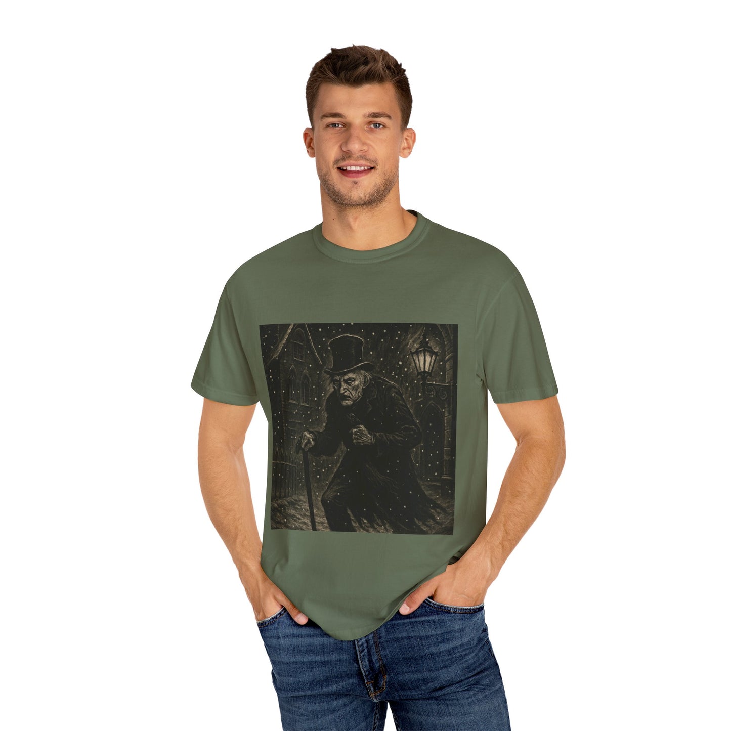 Gothic Scrooge T Shirt Dark Christmas Carol Shirt Vintage Haunted Dickens Tee Unisex Garment Dyed T shirt