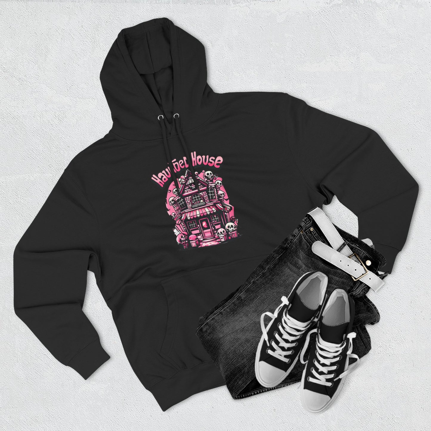 Haunted House Hoodie , Gothic Skull Graphic Halloween Sweatshirt