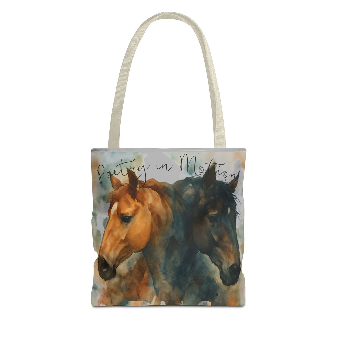 Horse Art Tote Bag, Watercolor Horses, Pretty in Motion