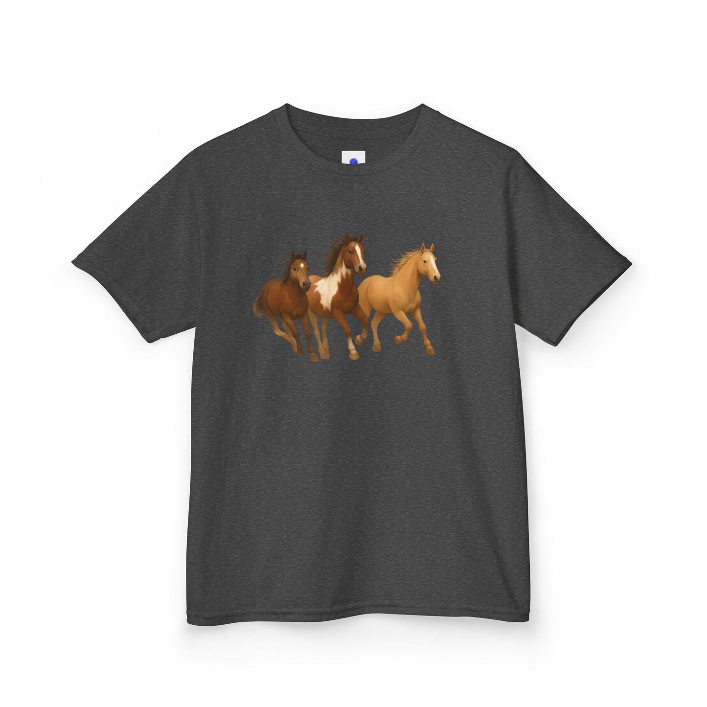 Kids Three Horse T shirt, Western, country, cute, Heavy Tee, fall, gallop, freedom