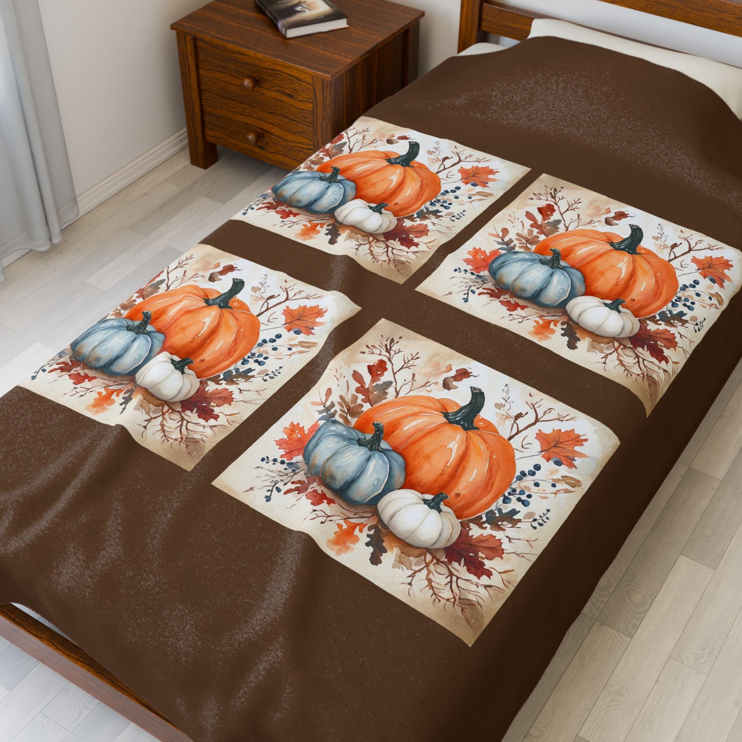 Pumpkin Fall Blanket, Cozy Autumn Decor Plush Throw