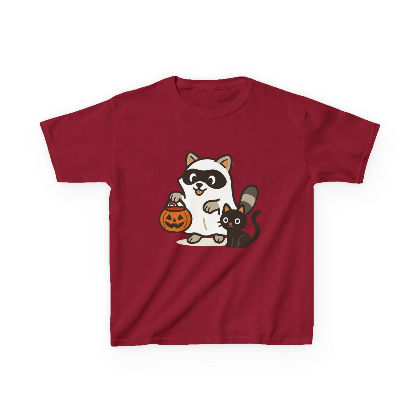 Cute Raccoon Cat Halloween Shirt Funny Trick or Treat Tee for Kids & Adults Kids Heavy Cotton⢠Tee