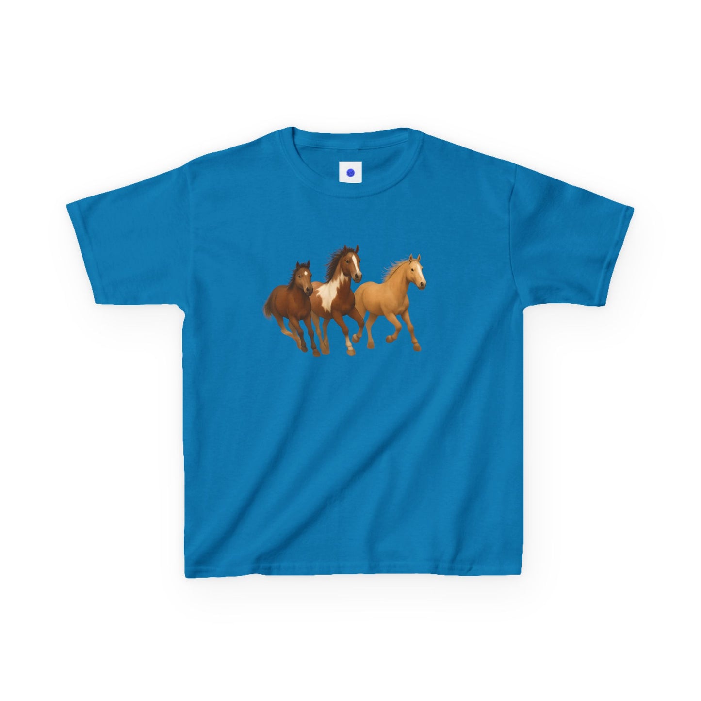 Kids Three Horse T shirt, Western, country, cute, Heavy Tee, fall, gallop, freedom